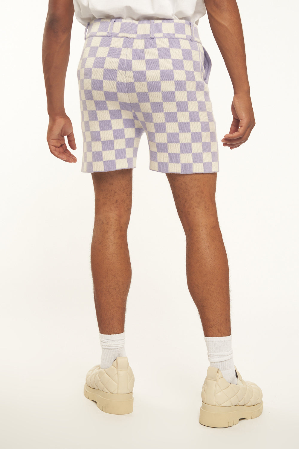 Lavender Checkered Knit Shorts