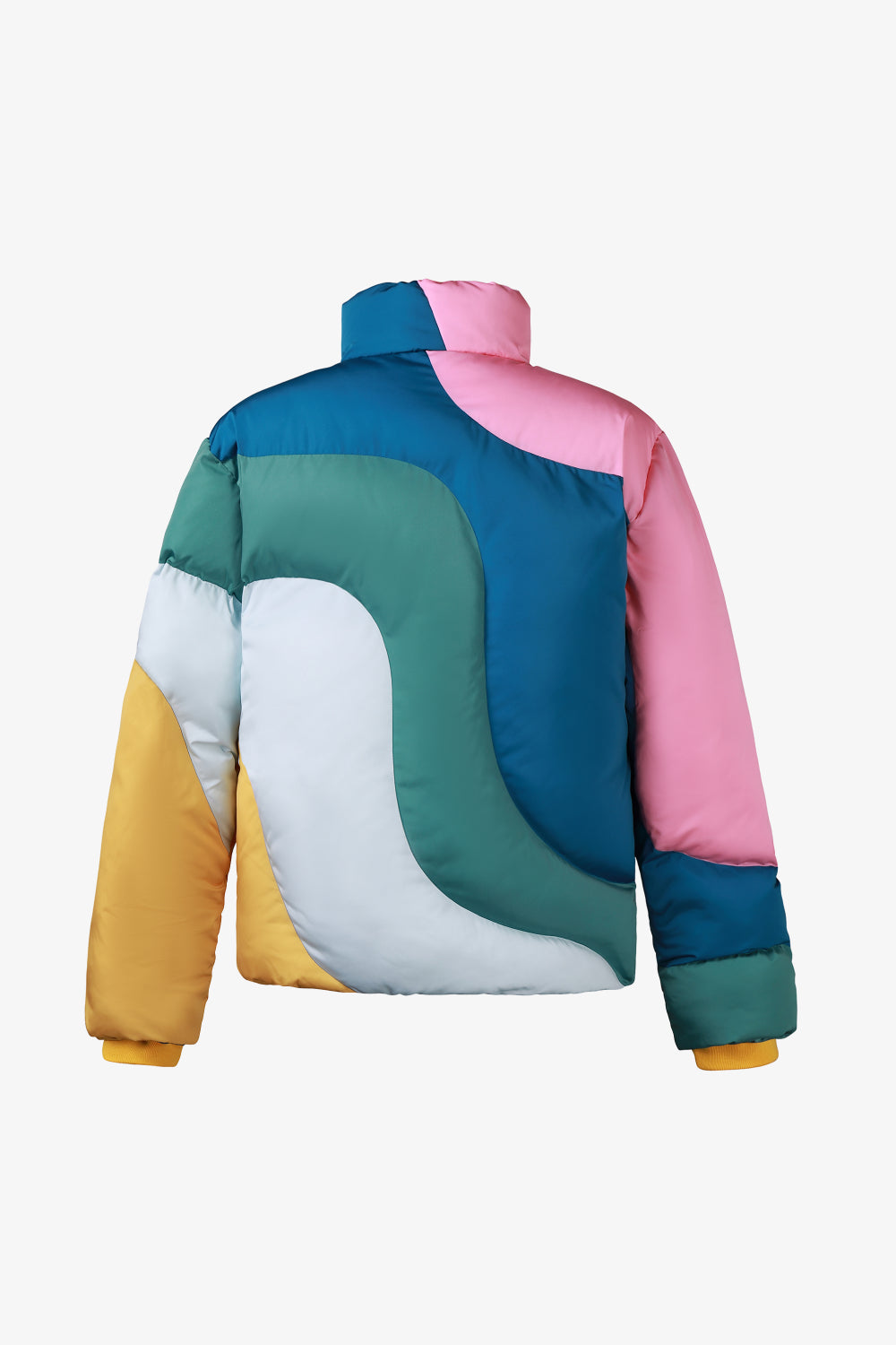 Wavy Patchwork Quilted Puffer