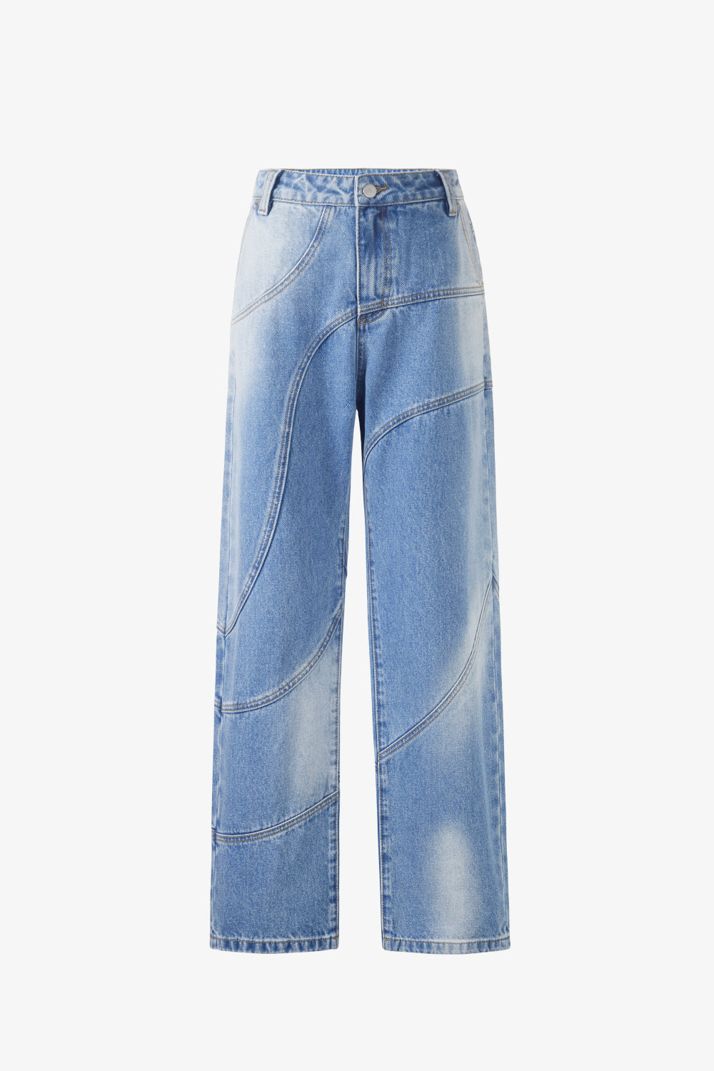 Denim Patchwork Wavy Pants