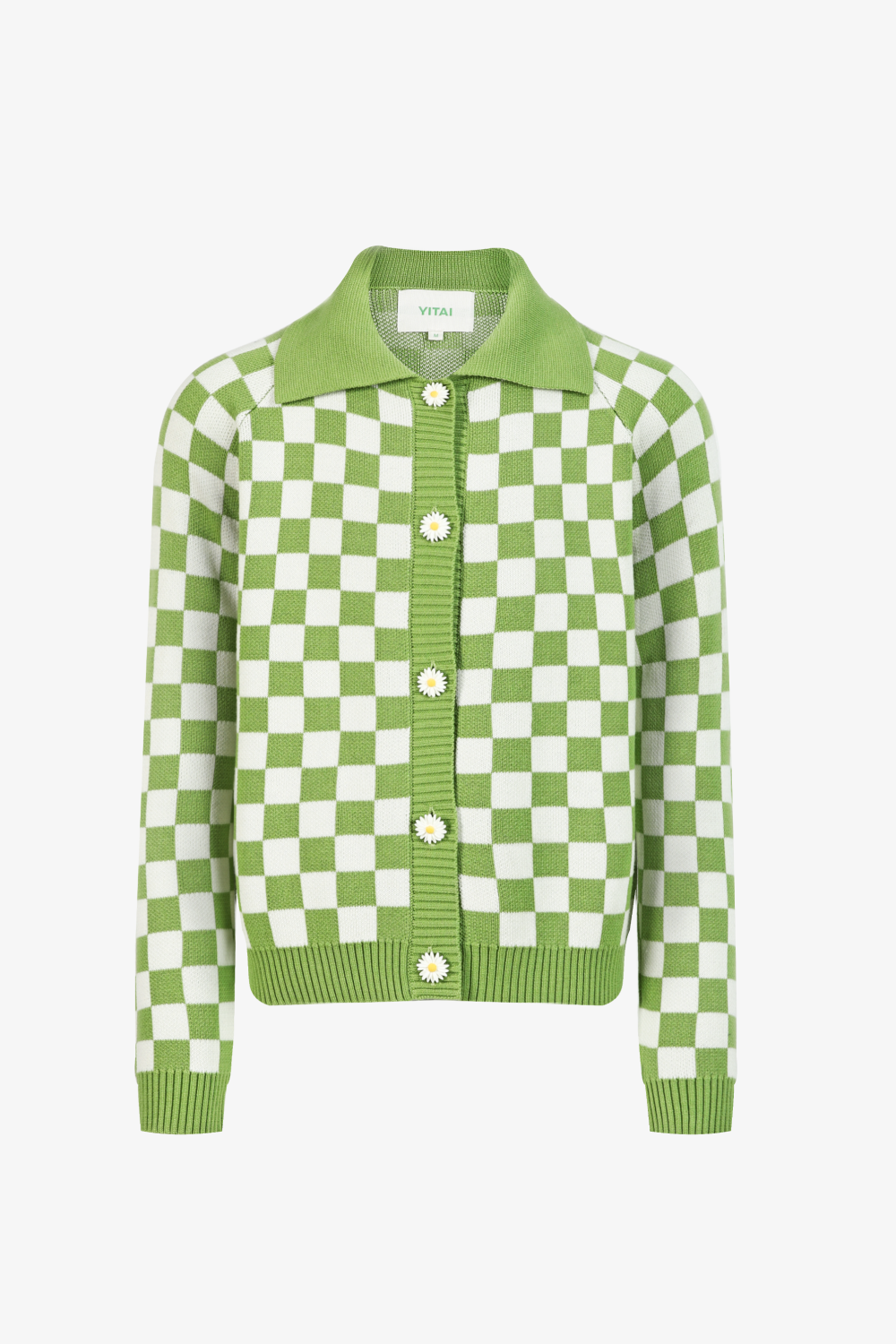 Green Ash Checkered Knit Cardigan