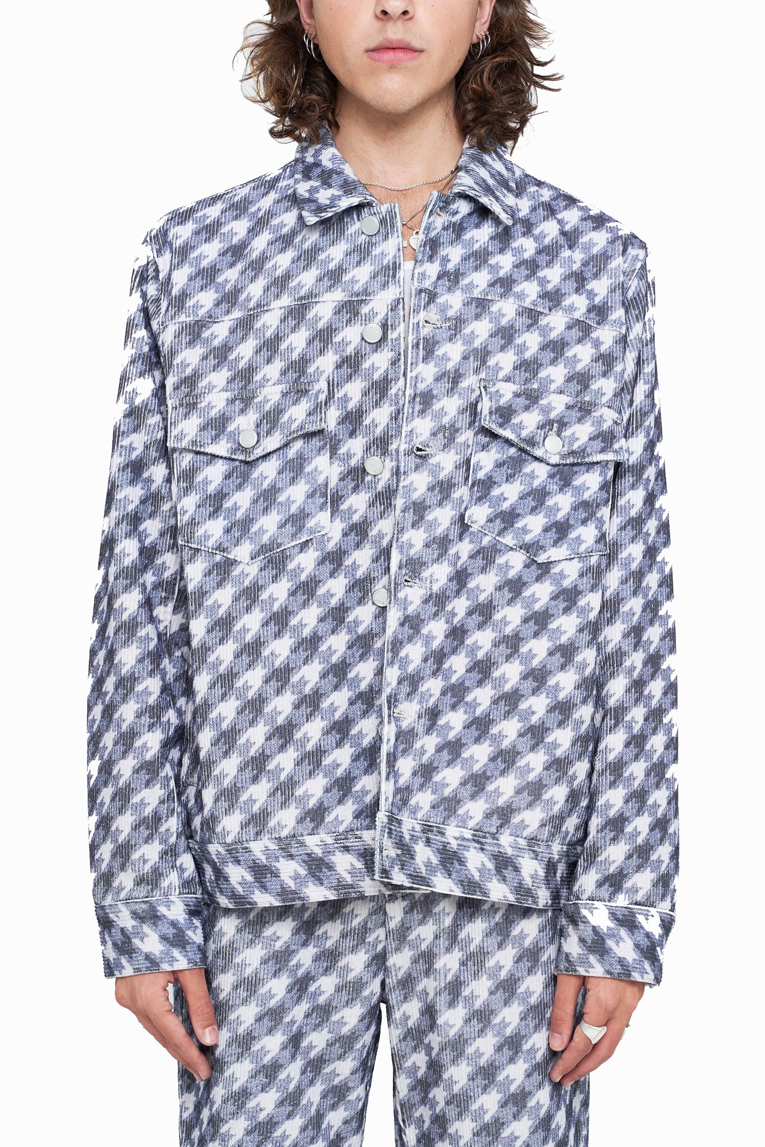 Trompe L'oeil Corduroy Houndstooth Jacket