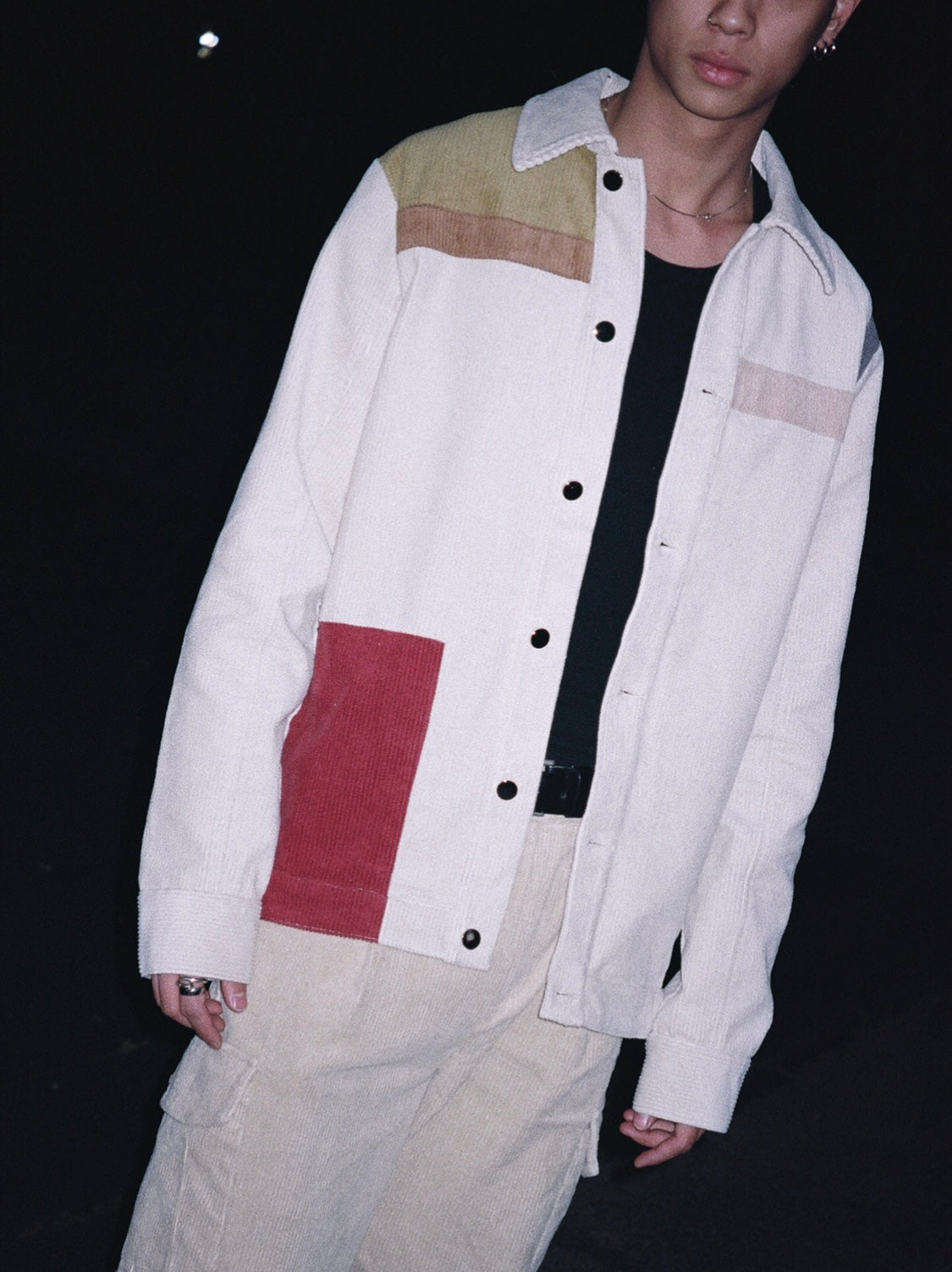 Colorblock Corduroy Blouson Jacket