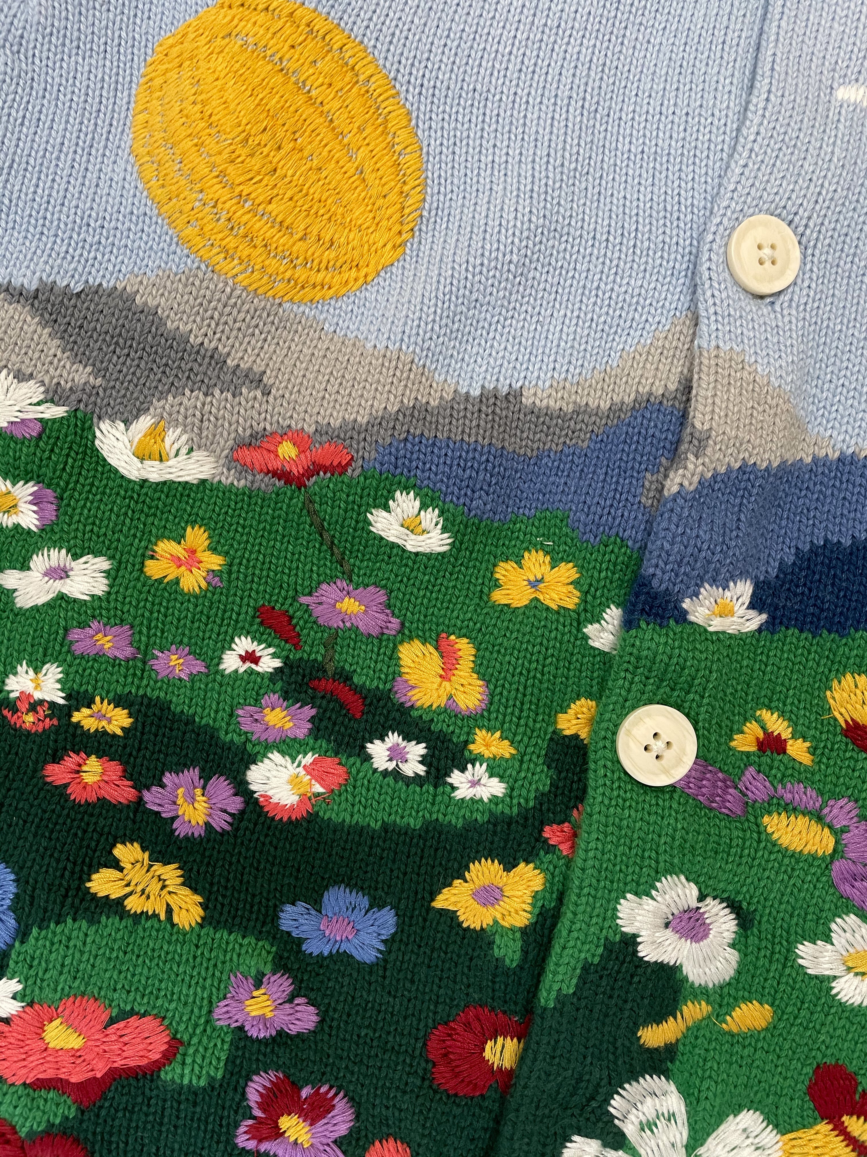 Flower Embroidery Knit Shirt