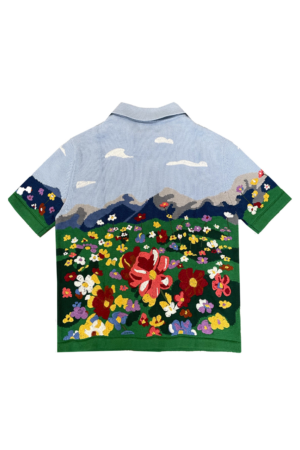 Flower Embroidery Knit Shirt