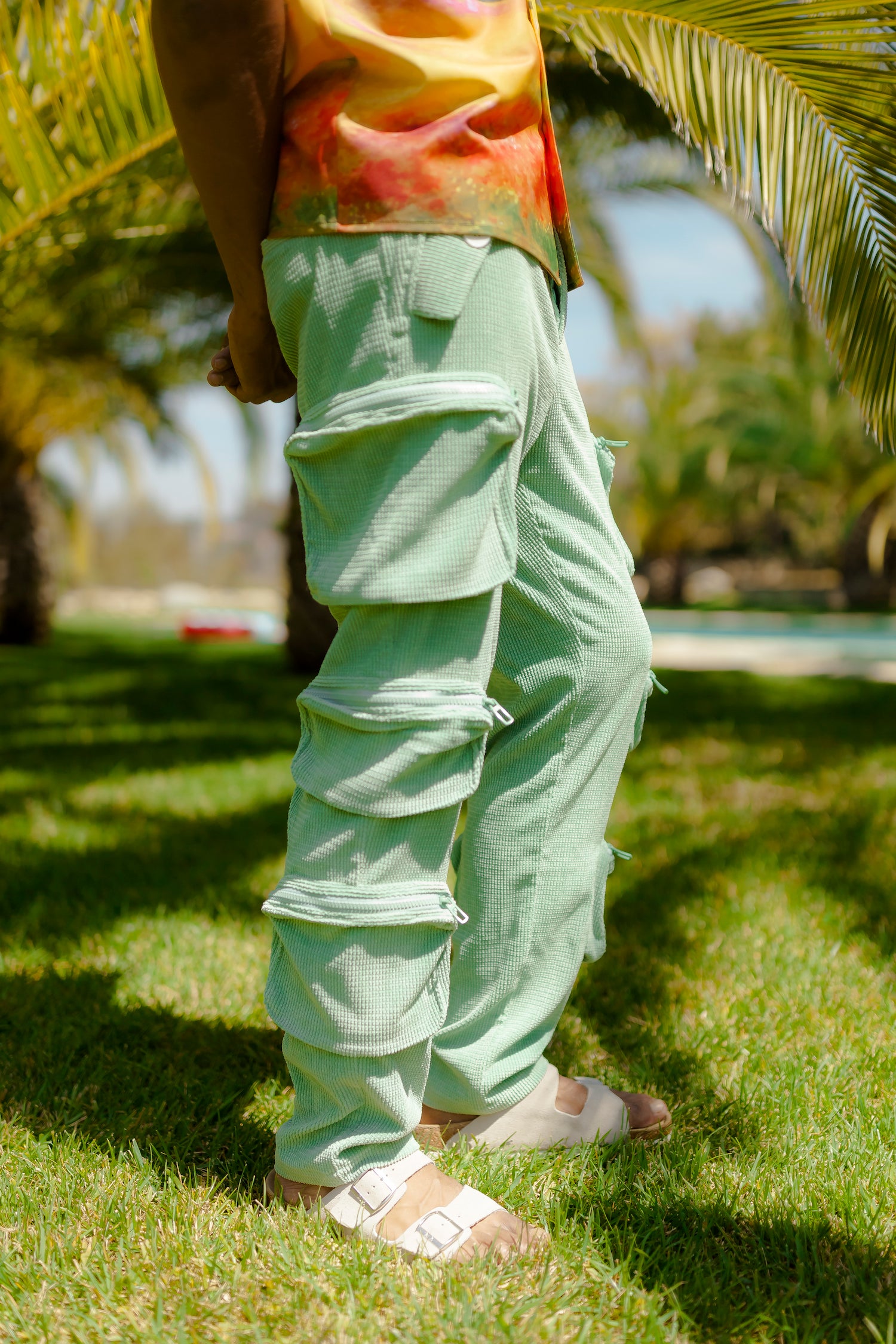 Pistachio Green Cargo Trousers