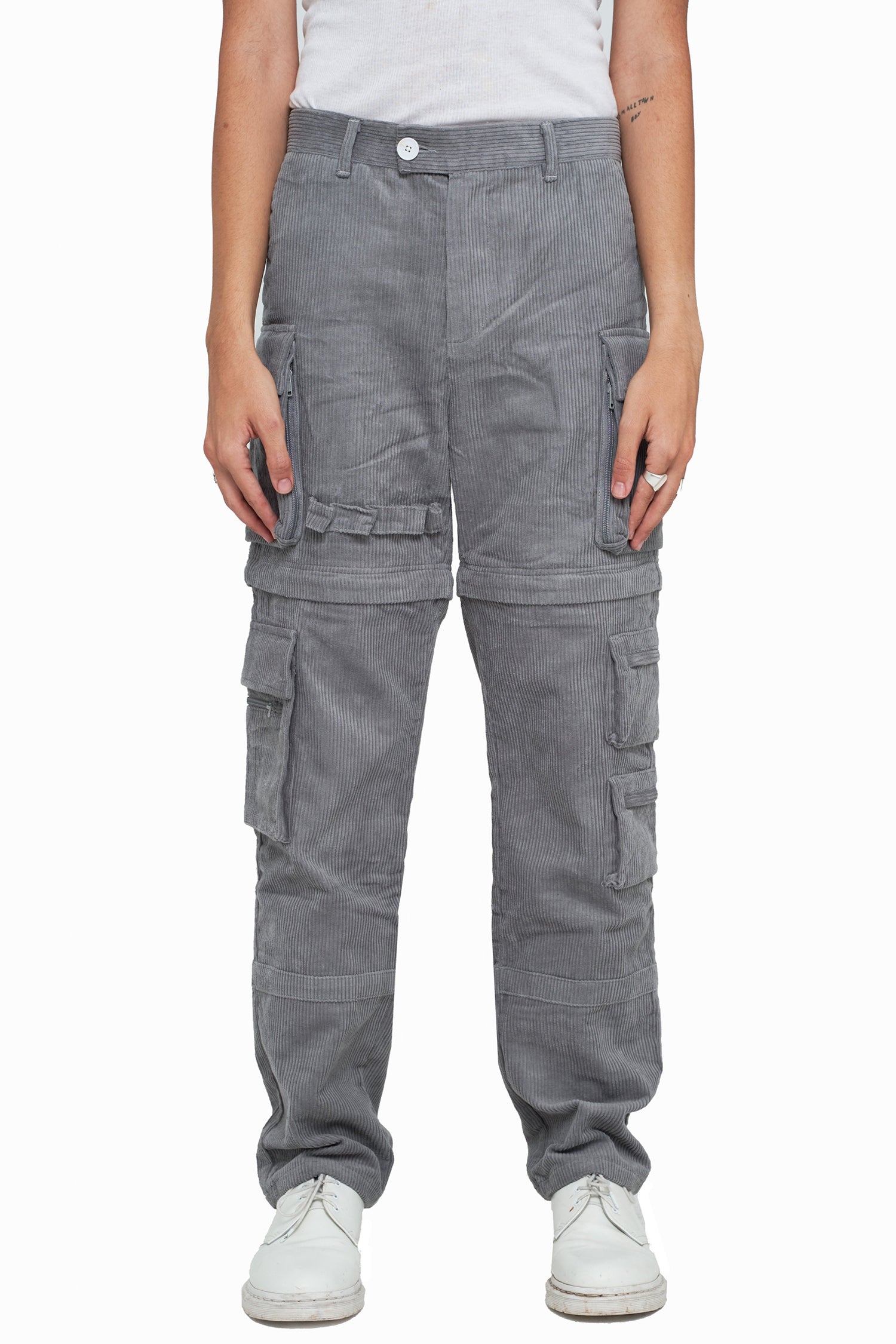 Jet Grey Corduroy Utility Tech Pants