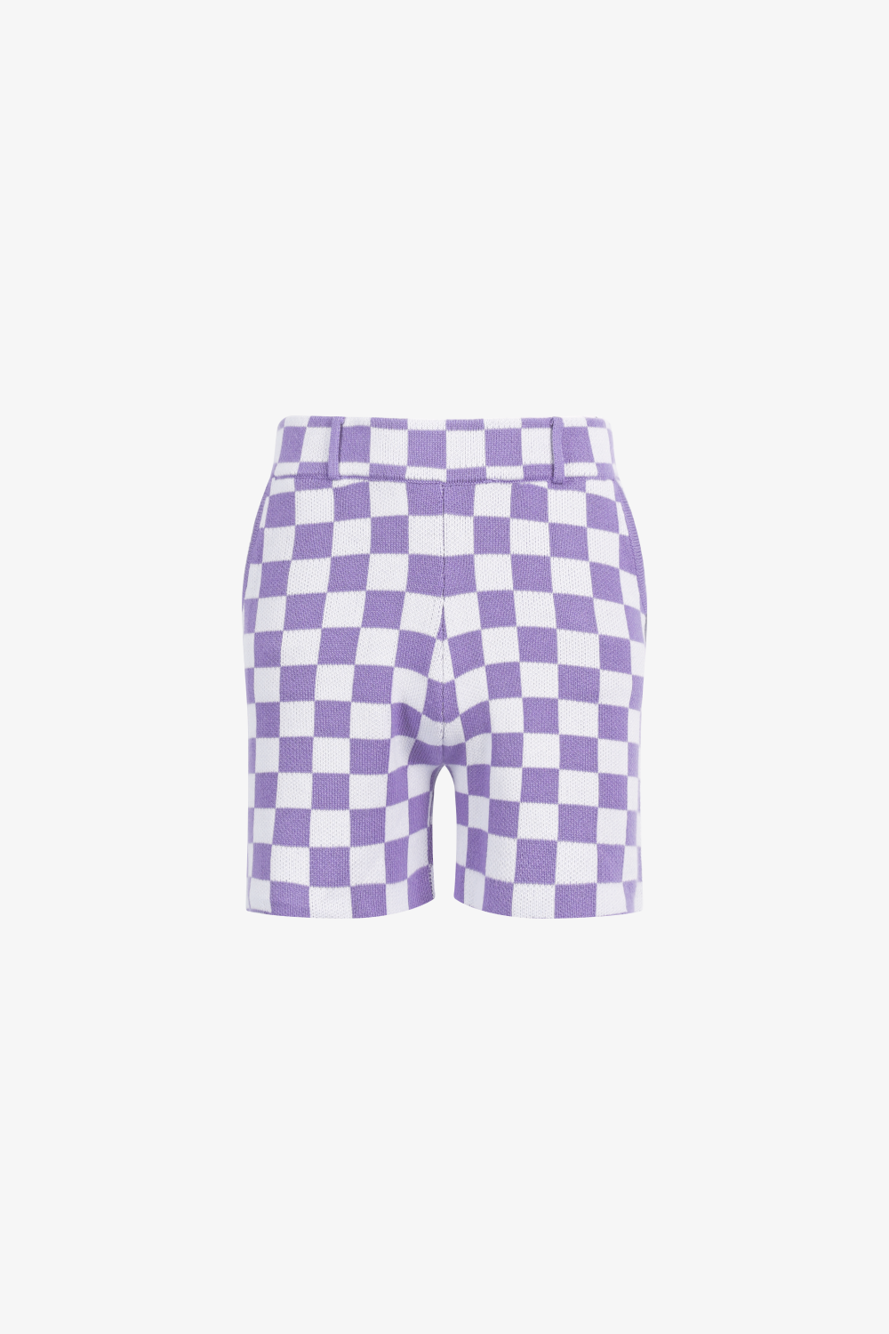 Lavender Checkered Knit Shorts