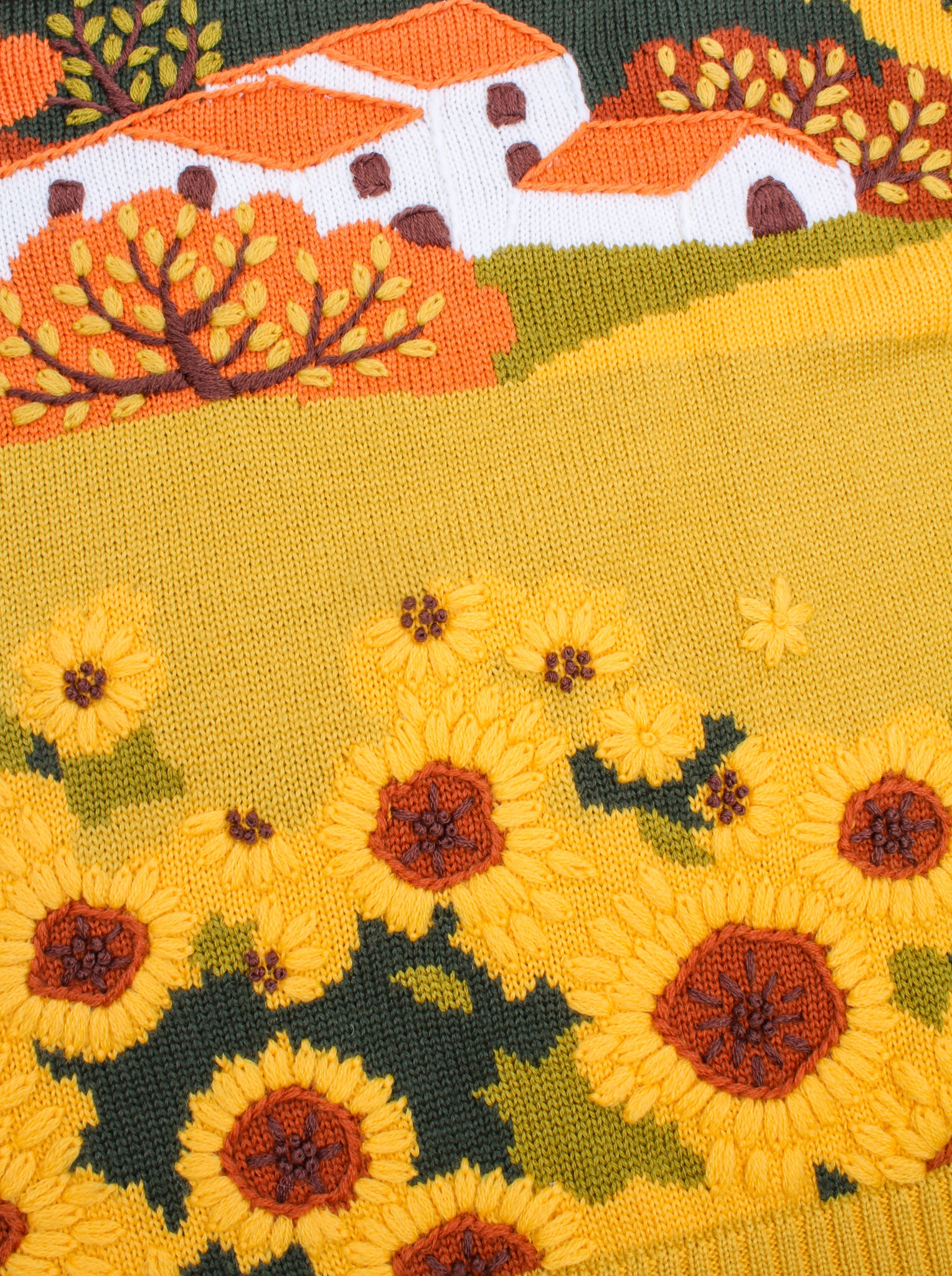 Sunflower Field Hand Embroidery Sweater