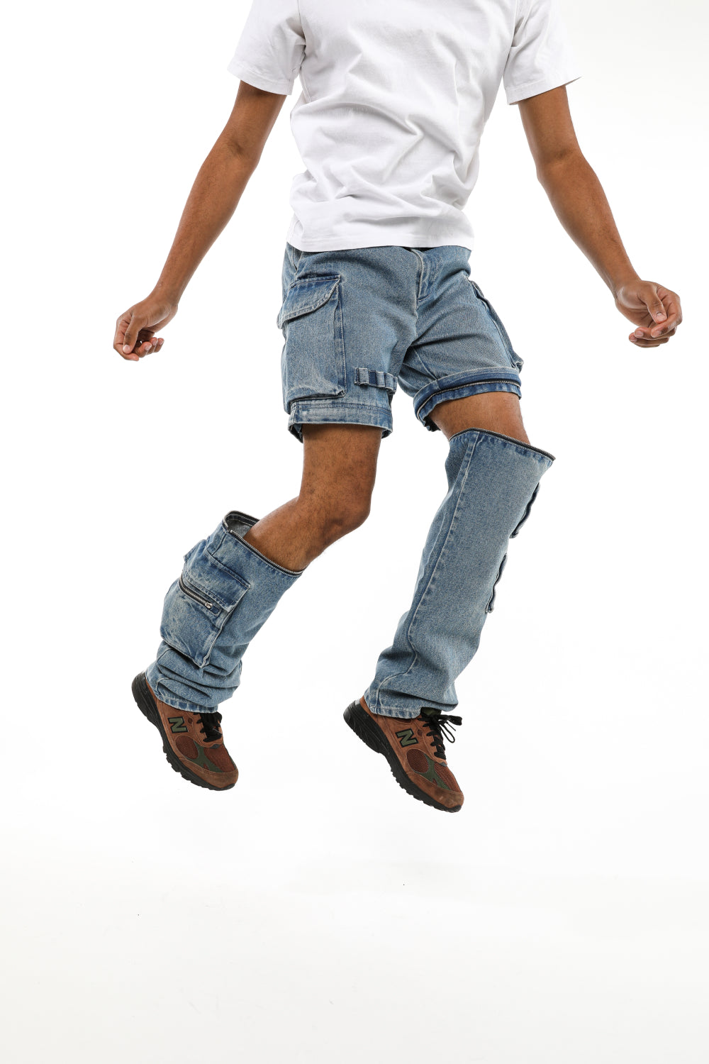 Convertible Cargo Denim Pants