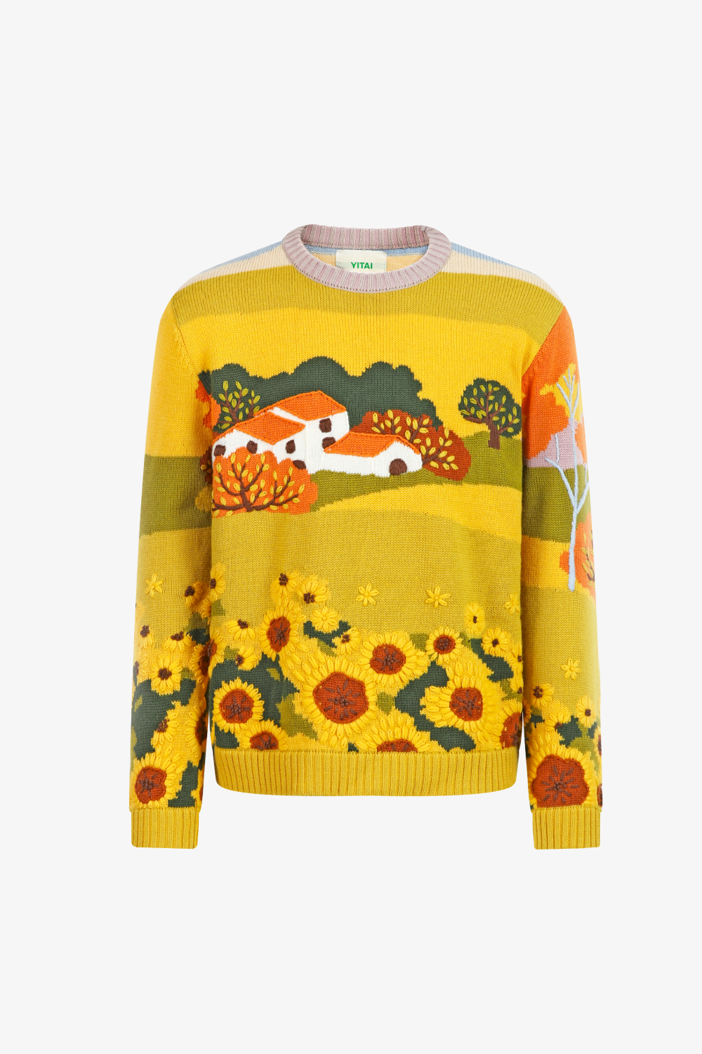 Sunflower Field Hand Embroidery Sweater