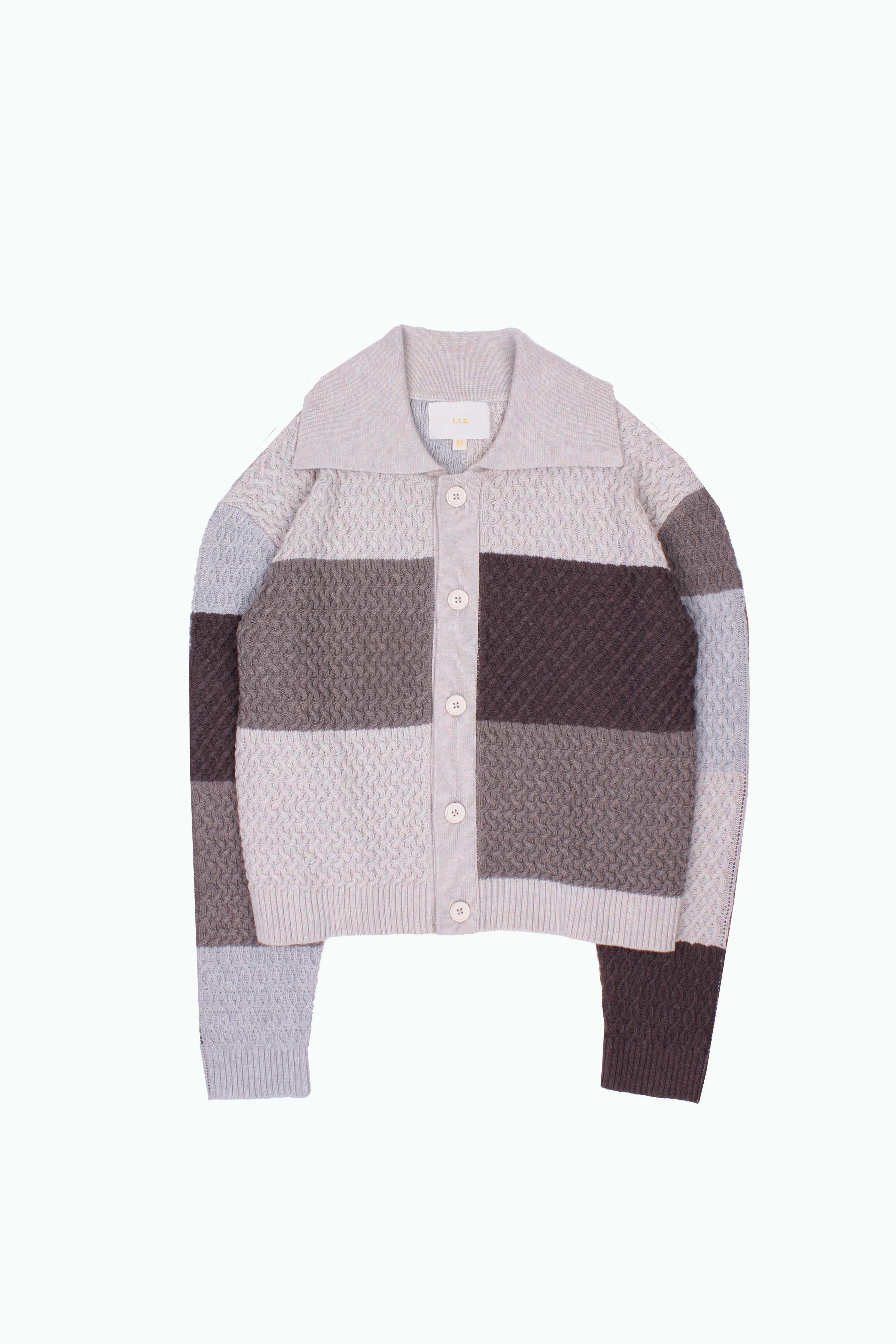 Greyscale Color-block Knit Cardigan