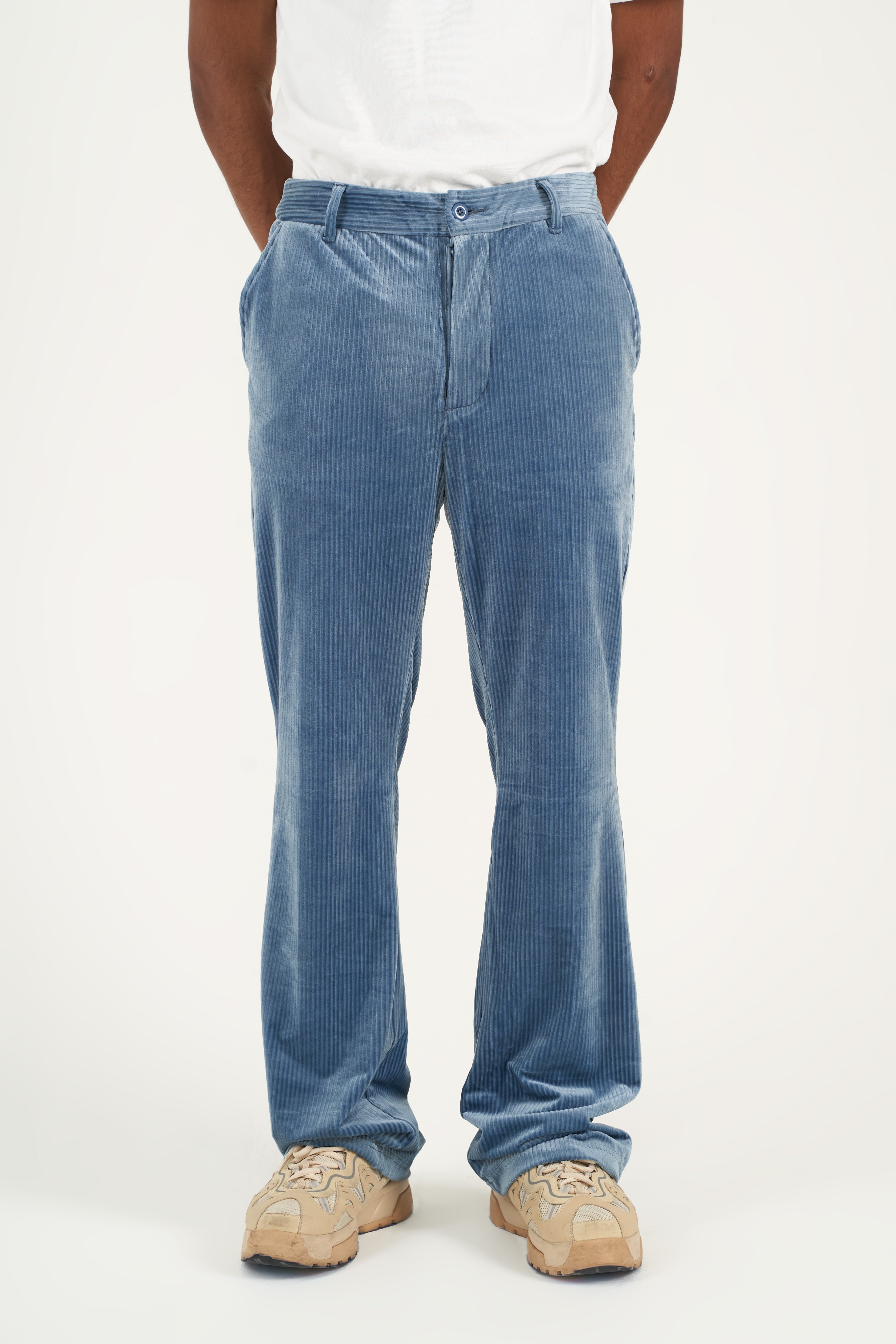 Riviera Blue Corduroy Flared Trousers