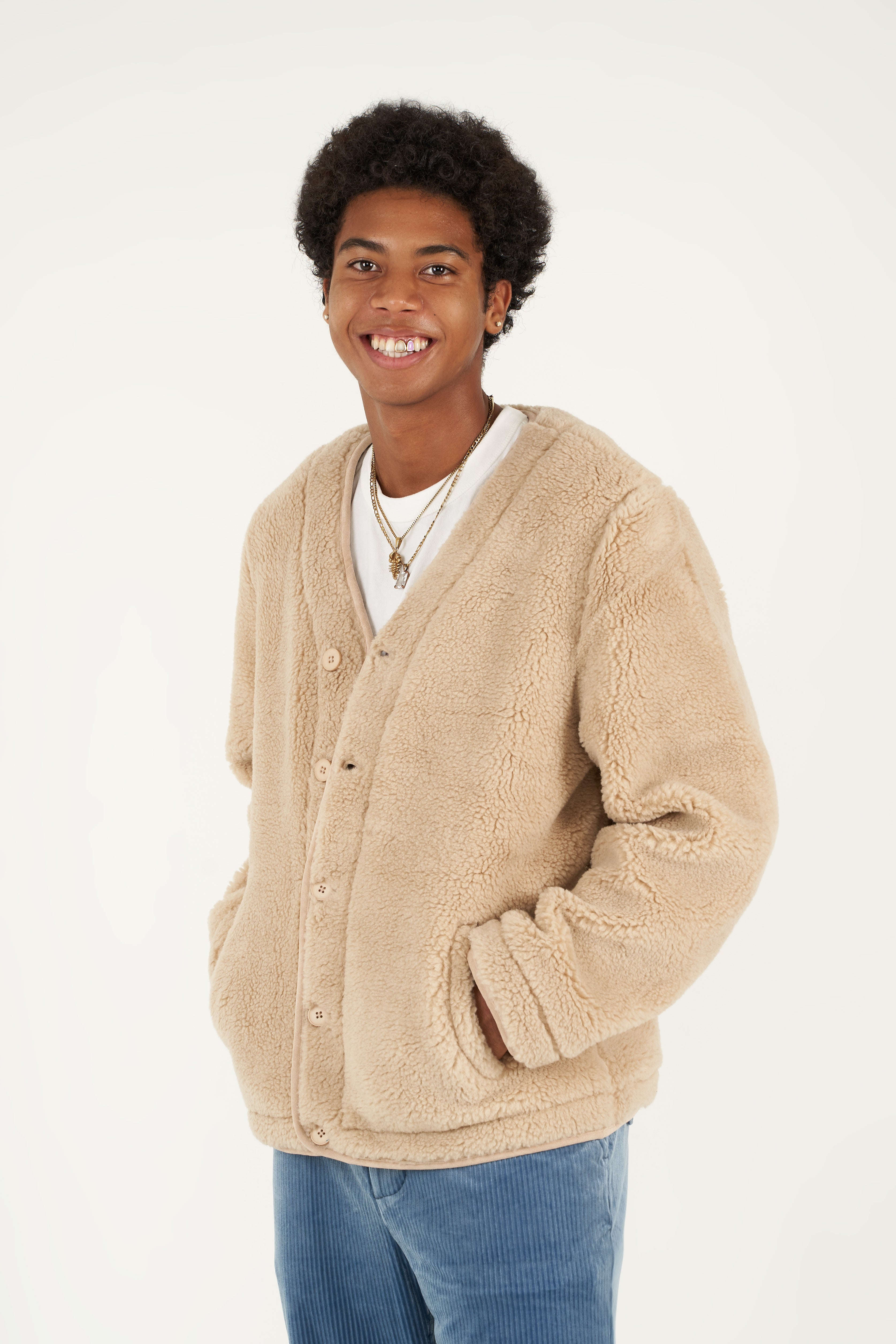 Tonal Sherpa Fleece Cardigan