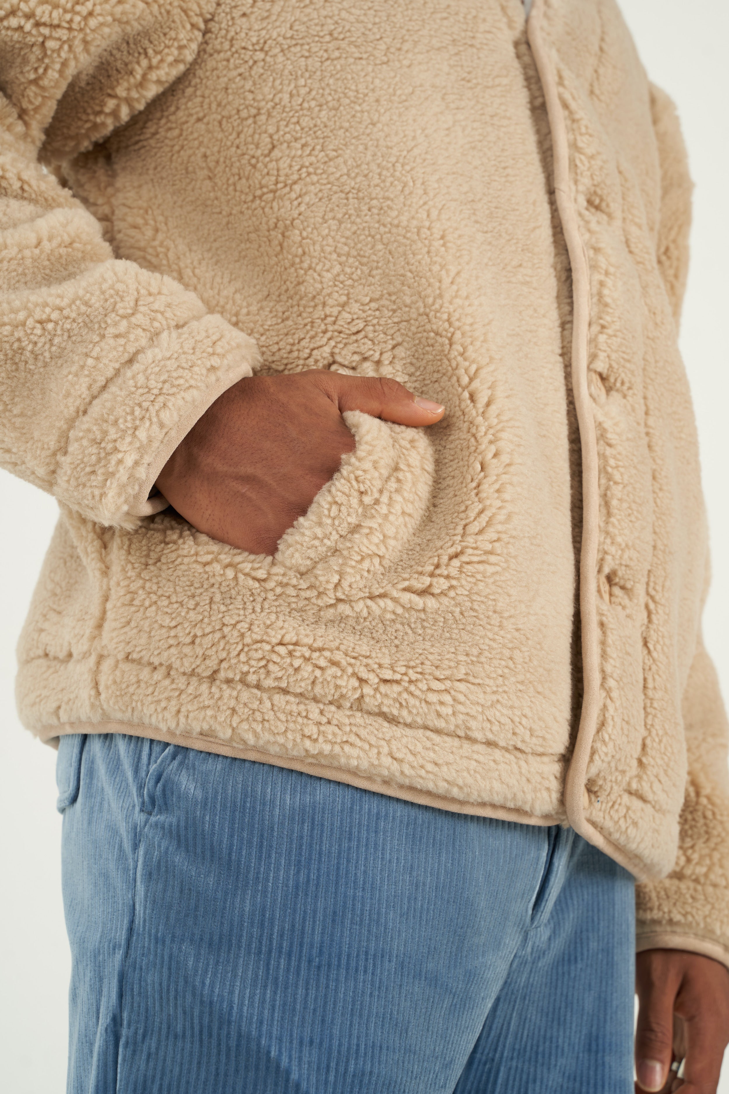 Tonal Sherpa Fleece Cardigan