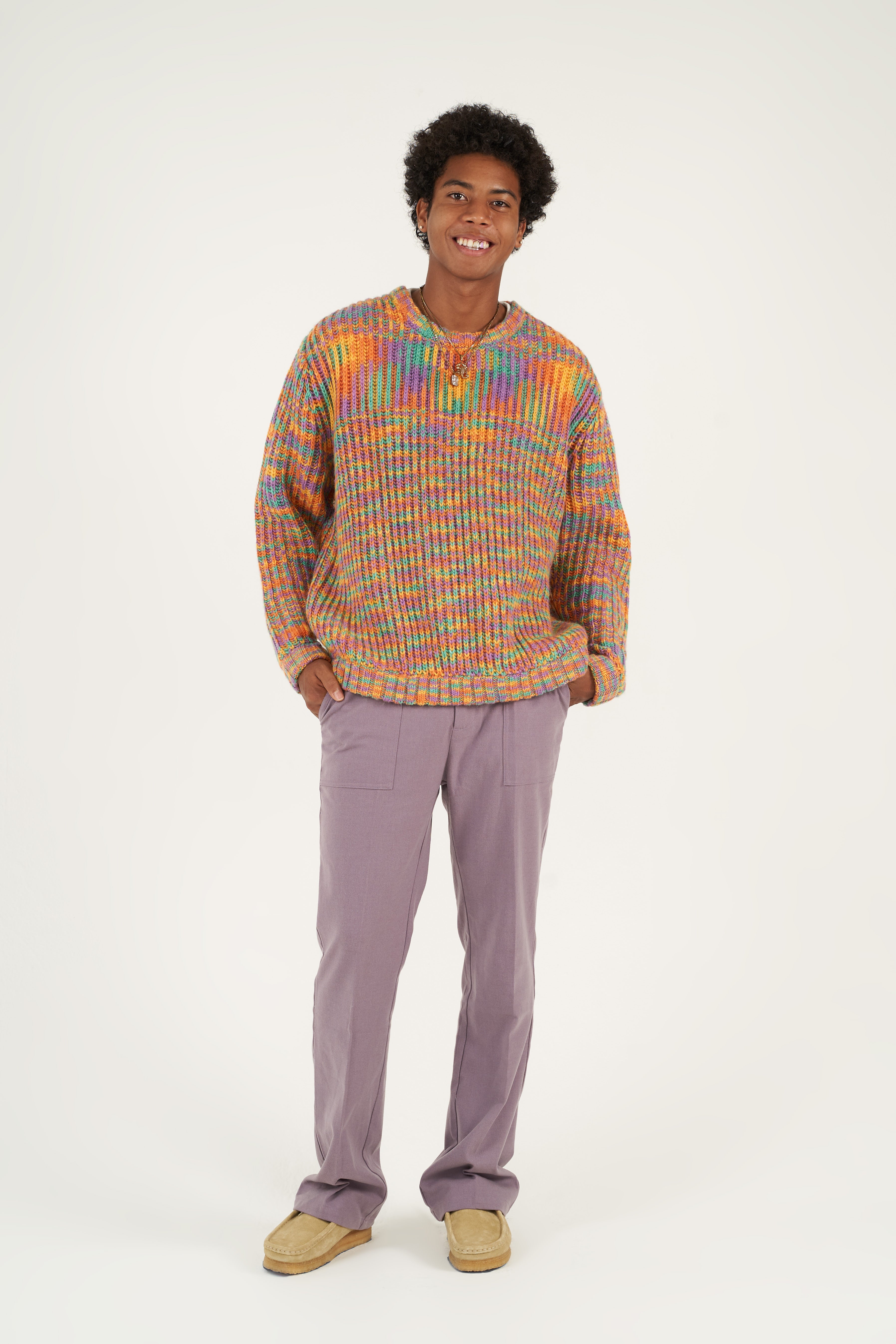 Multicolor Melange Knitted Crewneck