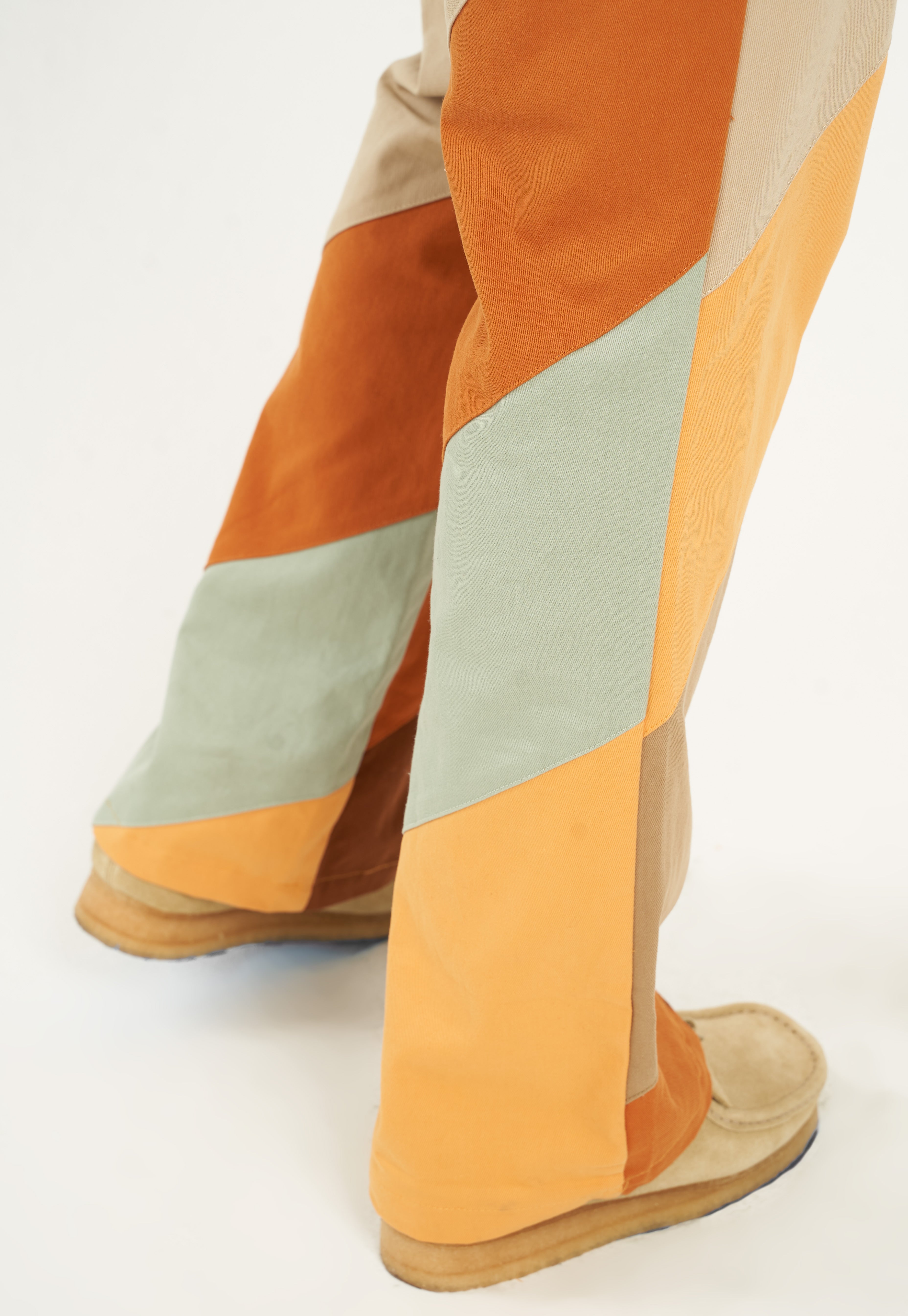 Diagonal Striped Patchwork Pants