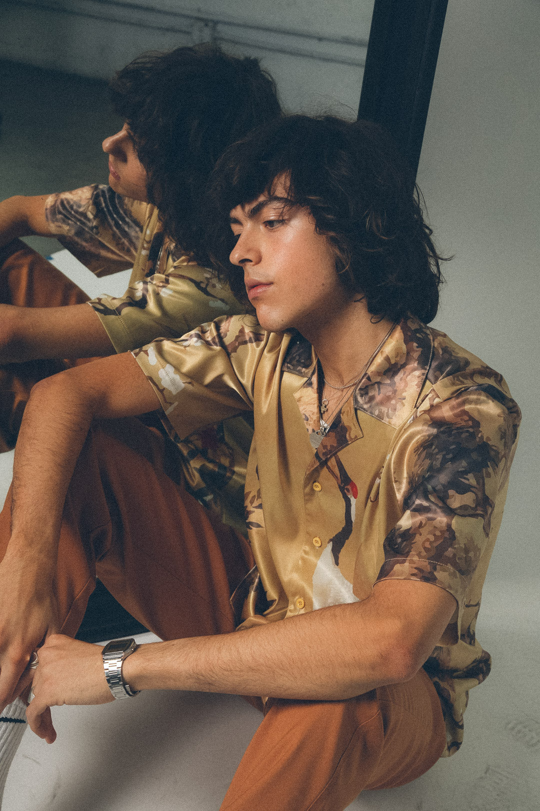 Golden Crane Button-up Short Sleeve Shirt - Y.T.G