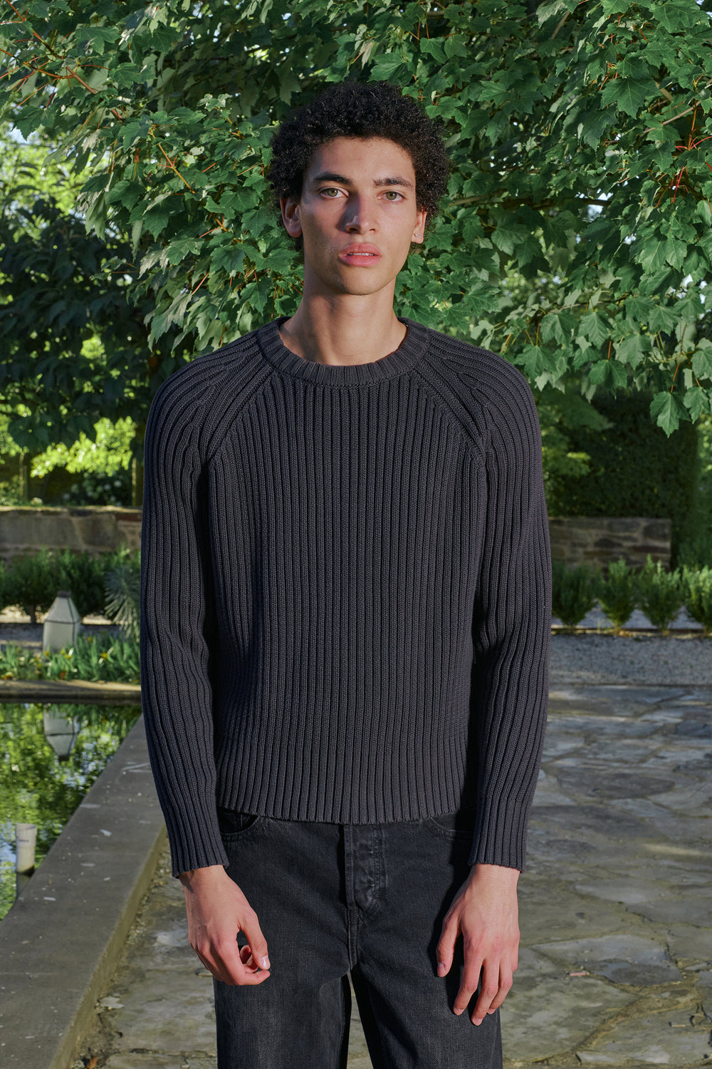 THE SHISHIKUI シシクイ rib knit legg／S／black Kanso Rib Sweater - Black