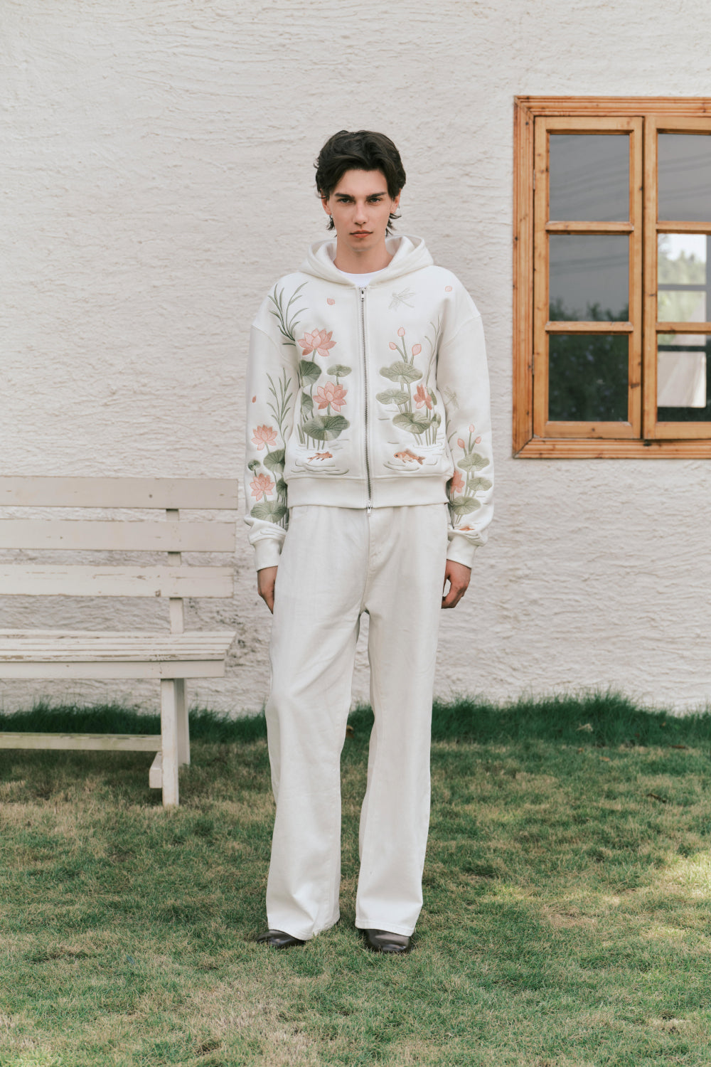 Lotus Garden Embroidery Hoodie