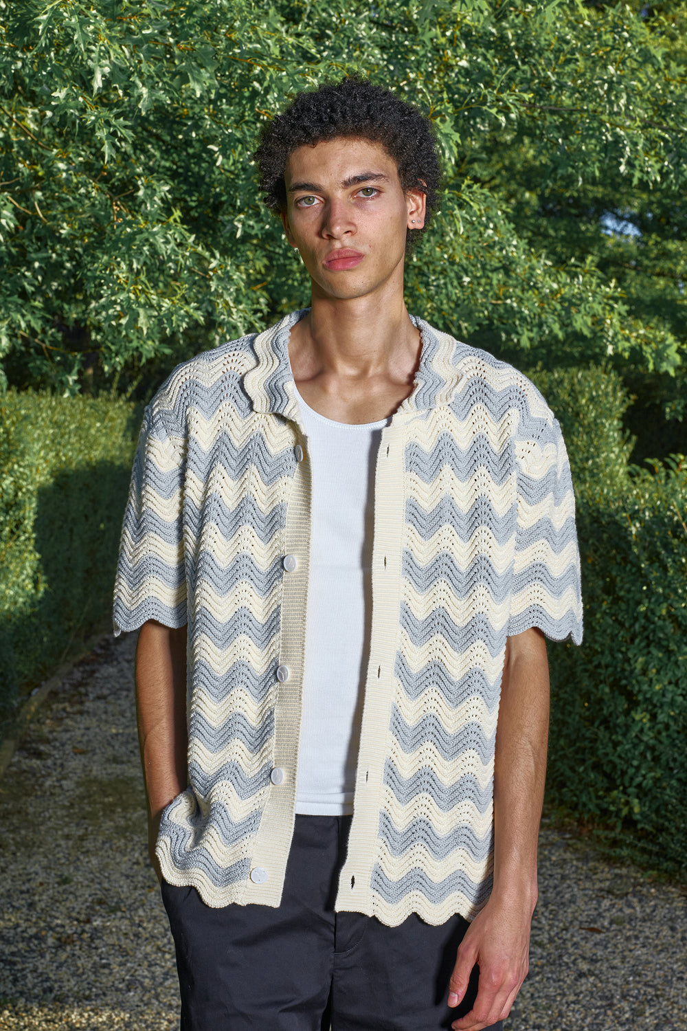 Grey shale stitch Button-Up