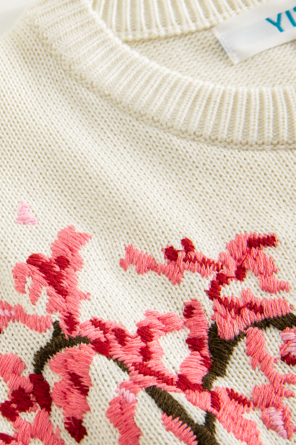 Sakura Blossom Embroidered Knit Sweater