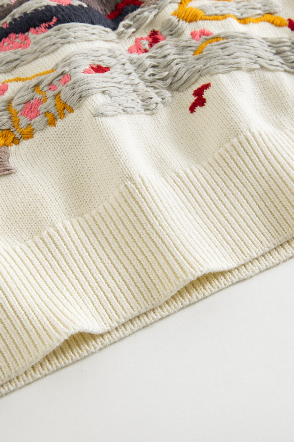 Sakura Blossom Embroidered Knit Sweater