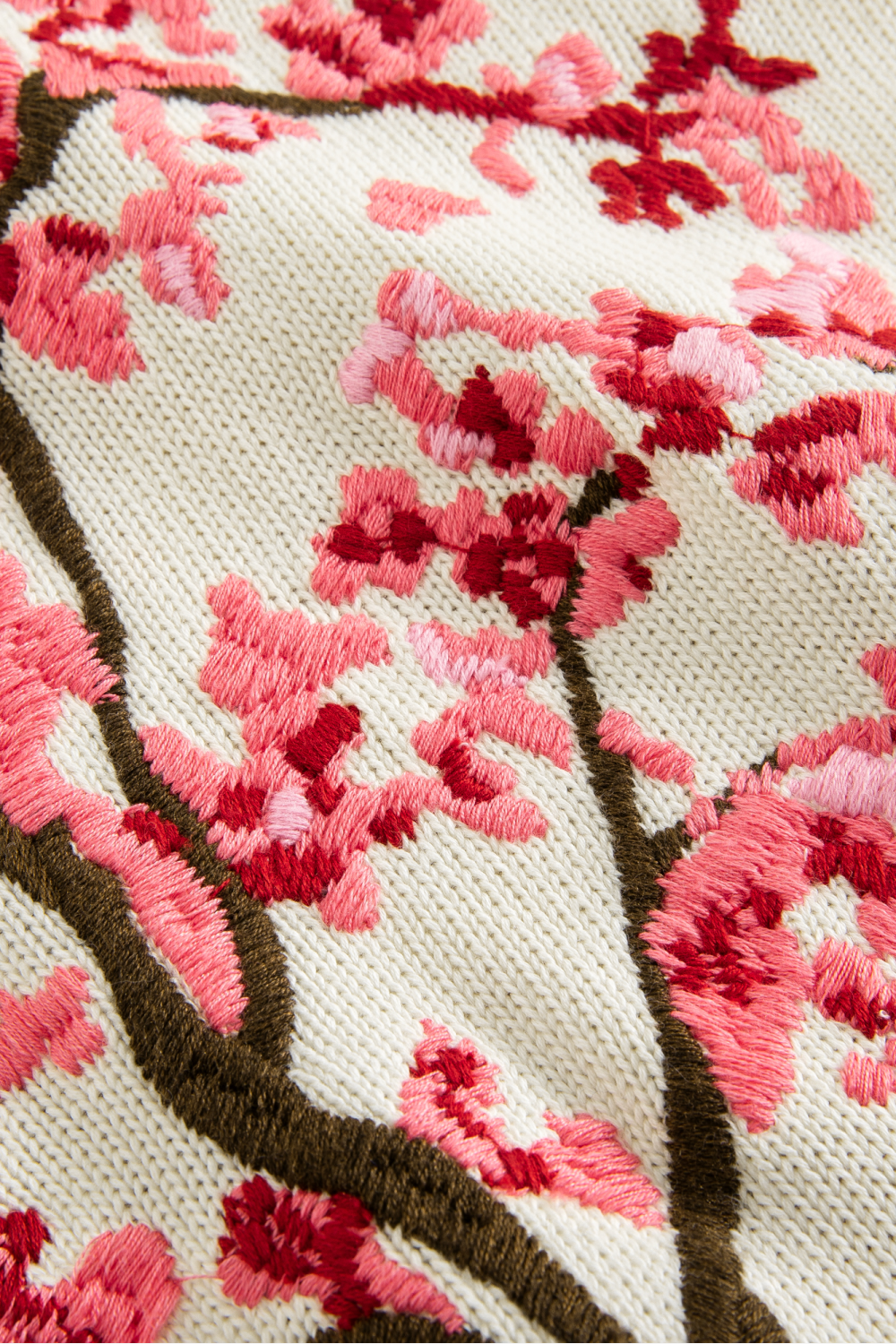 Sakura Blossom Embroidered Knit Sweater