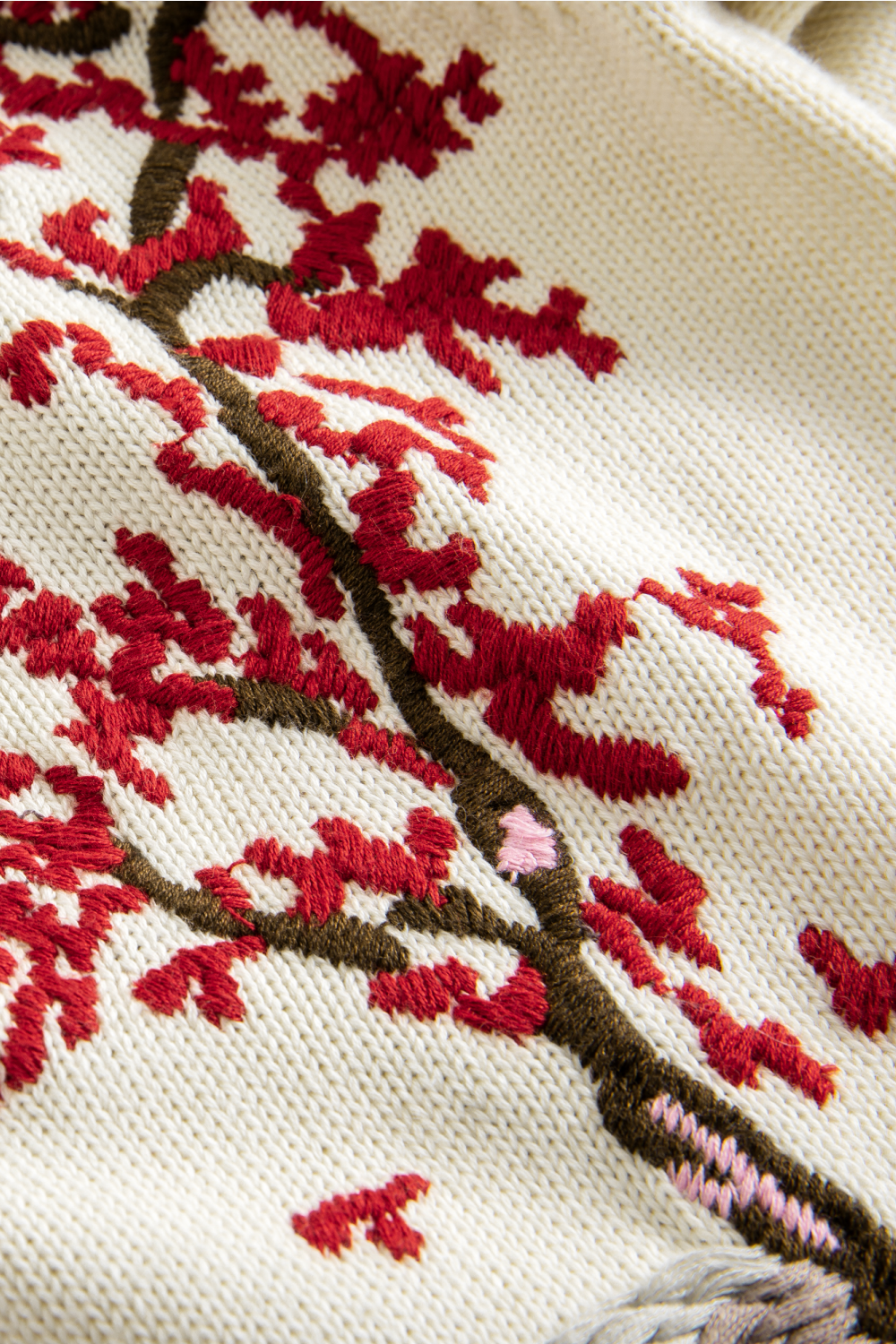 Sakura Blossom Embroidered Knit Sweater