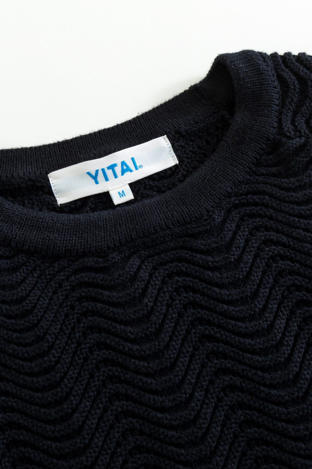 Black Shale Stitch Knit T-Shirt