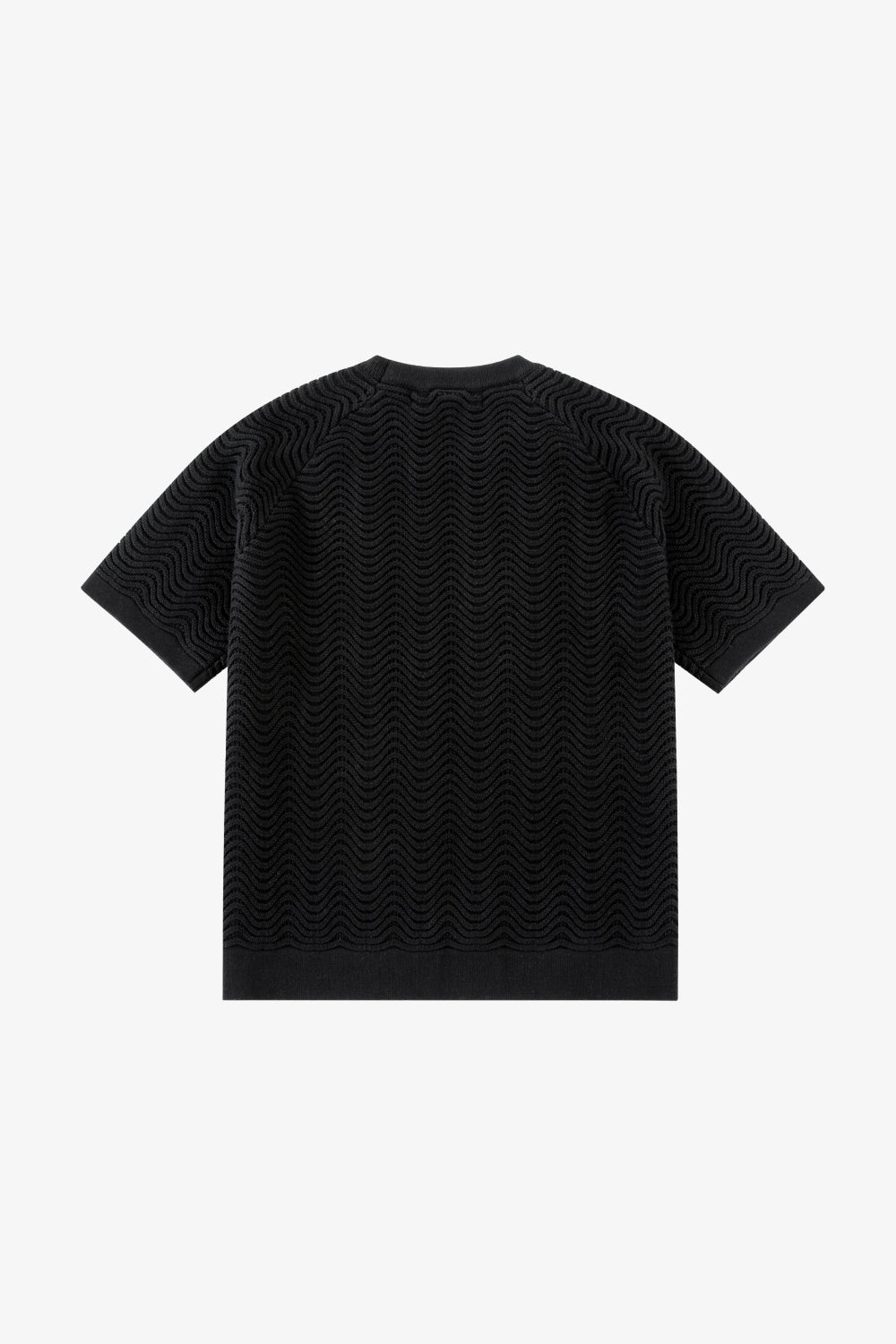 Black Shale Stitch Knit T-Shirt