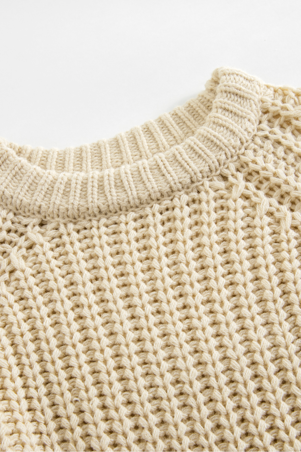 Waffle-Knit Crewneck Sweater