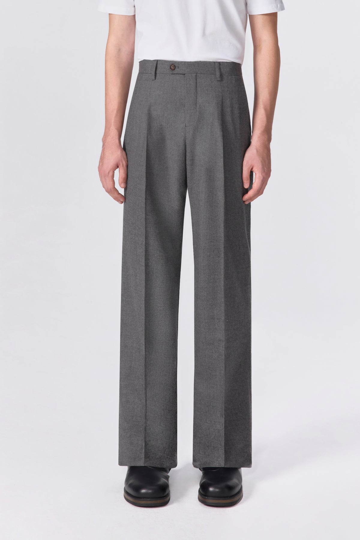 Pleated Wool Trousers - Grey