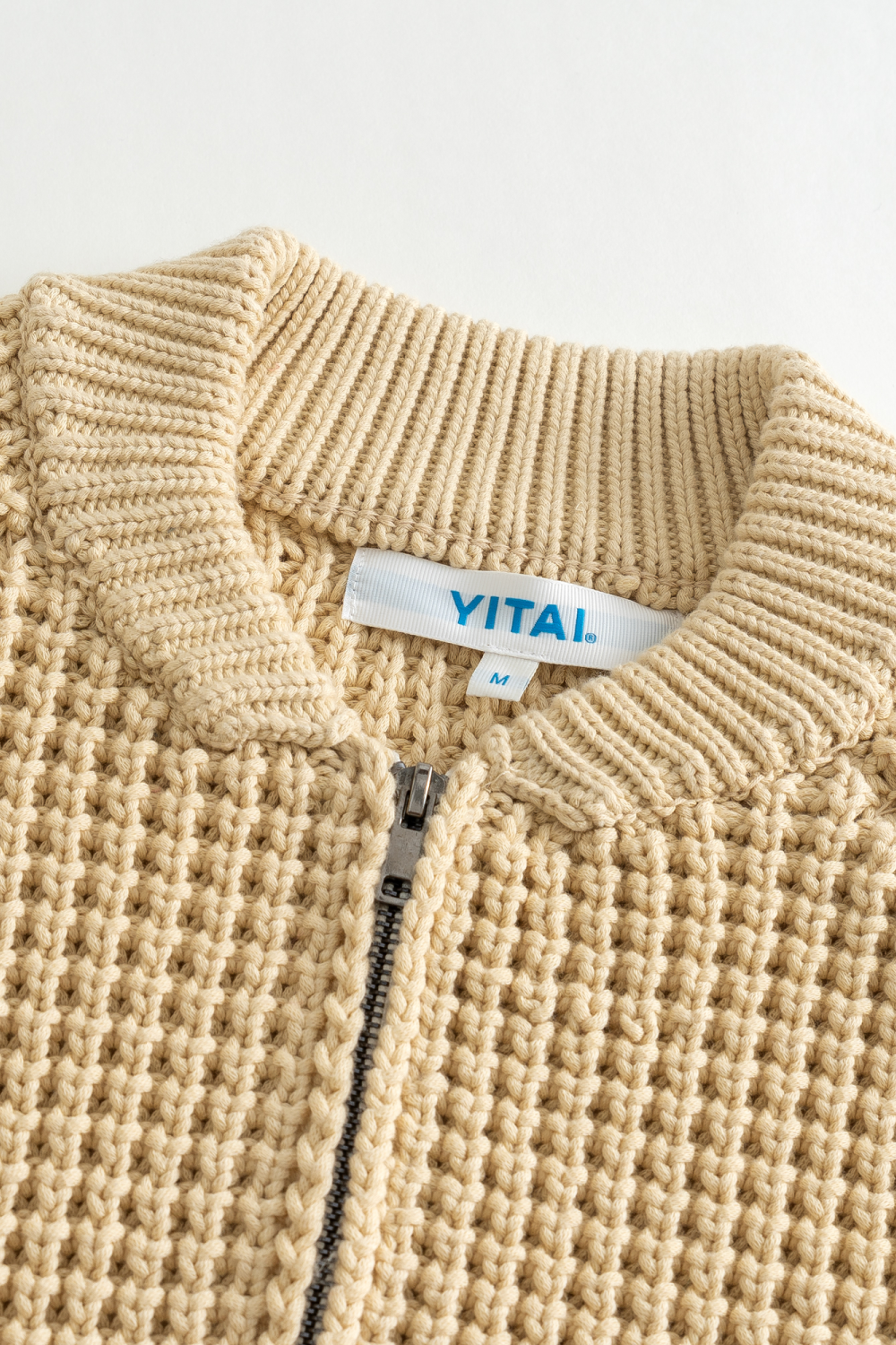 Beige Waffle Knit Bomber