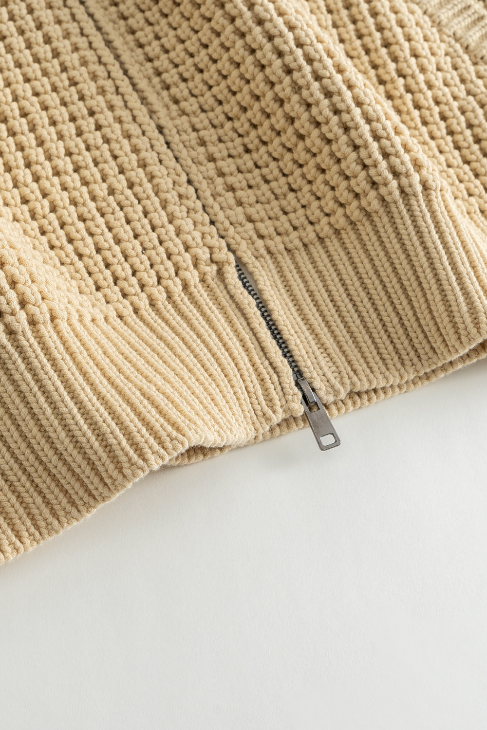 Beige Waffle Knit Bomber