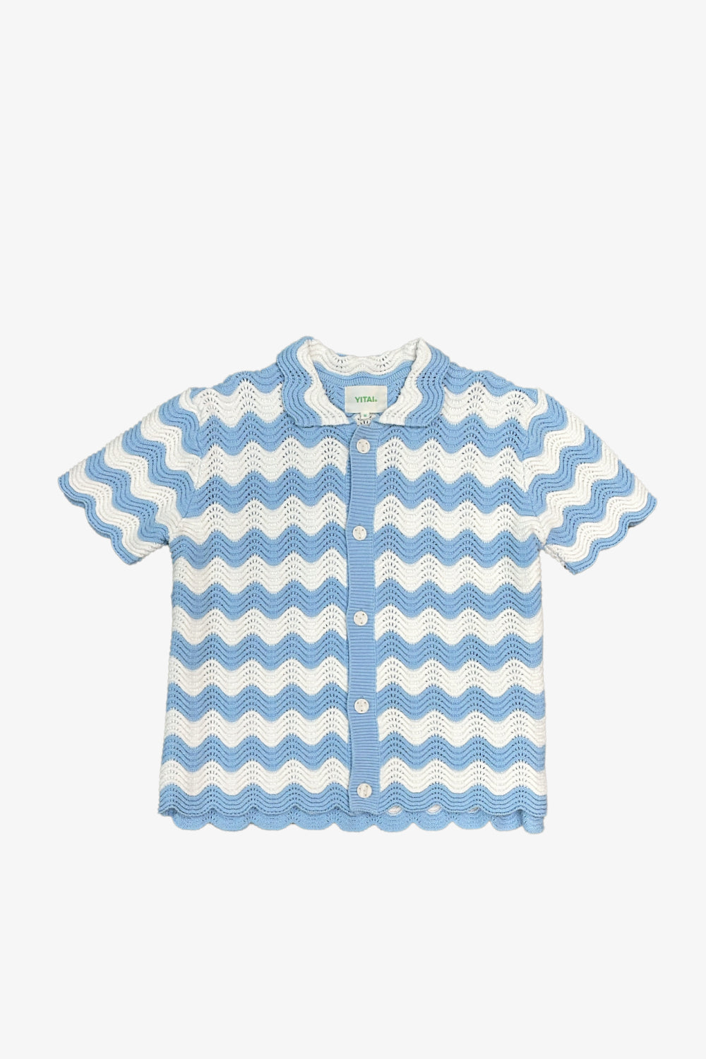 Baby Blue Shale Stitch Button-Up