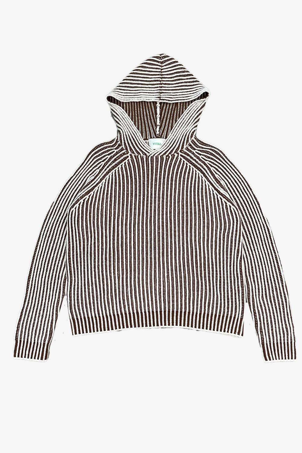 Cream & Brown Ribbed Hoodie