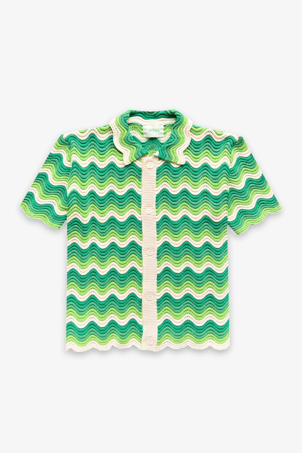Emerald Crochet Knit Button-Up