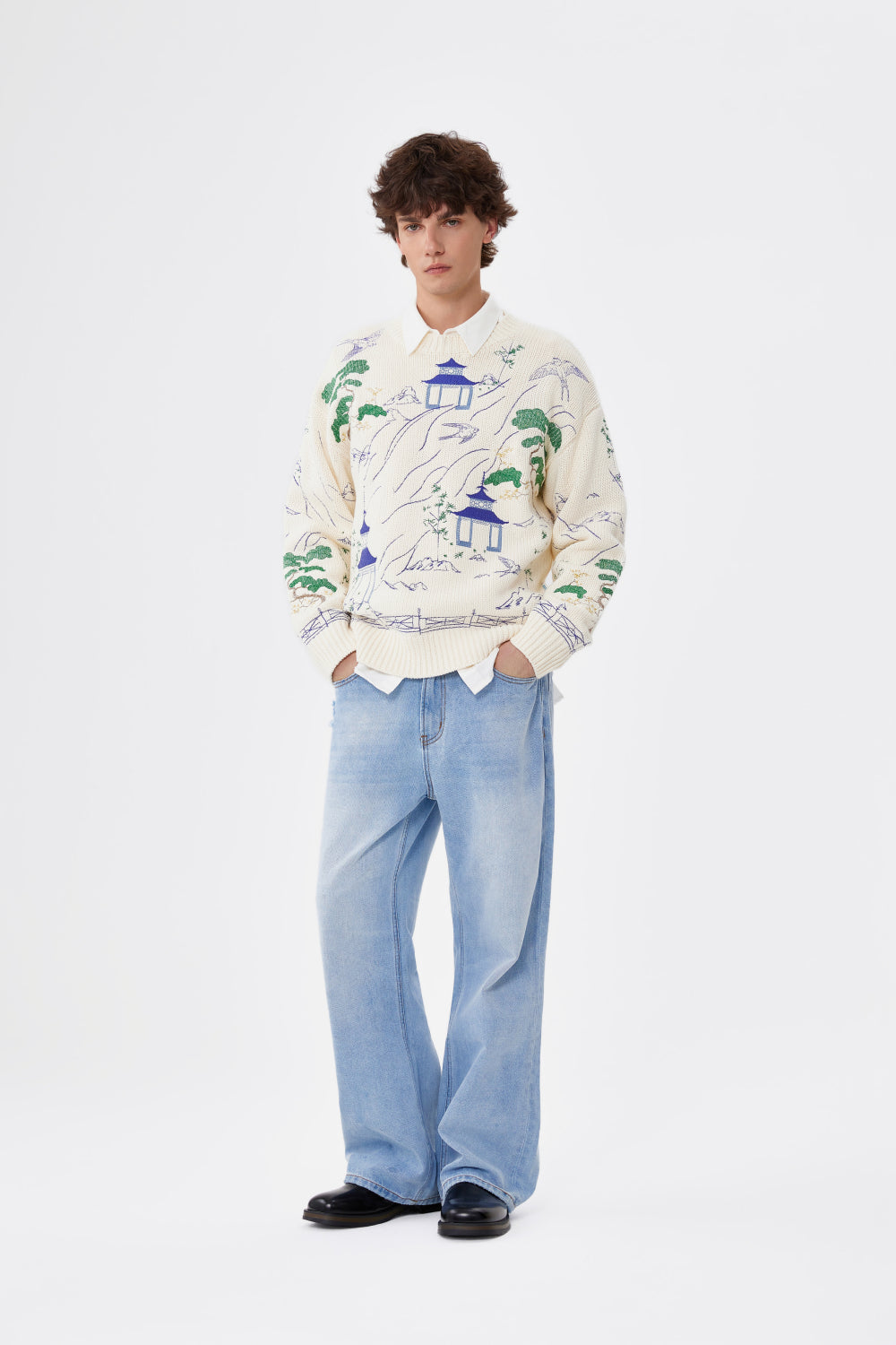 Porcelain Garden Embroidery Sweater
