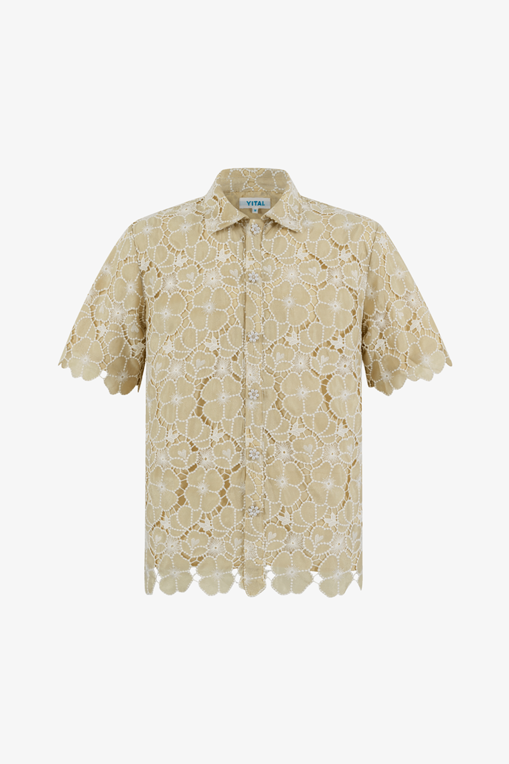 Beige Textural Guipure Shirt