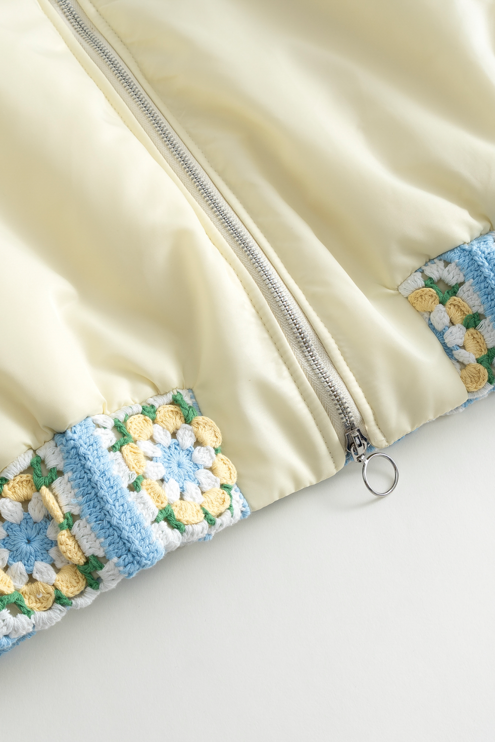 Crochet Trimmed Bomber Jacket