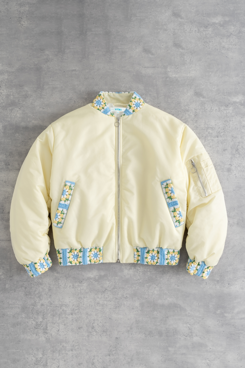 Crochet Trimmed Bomber Jacket