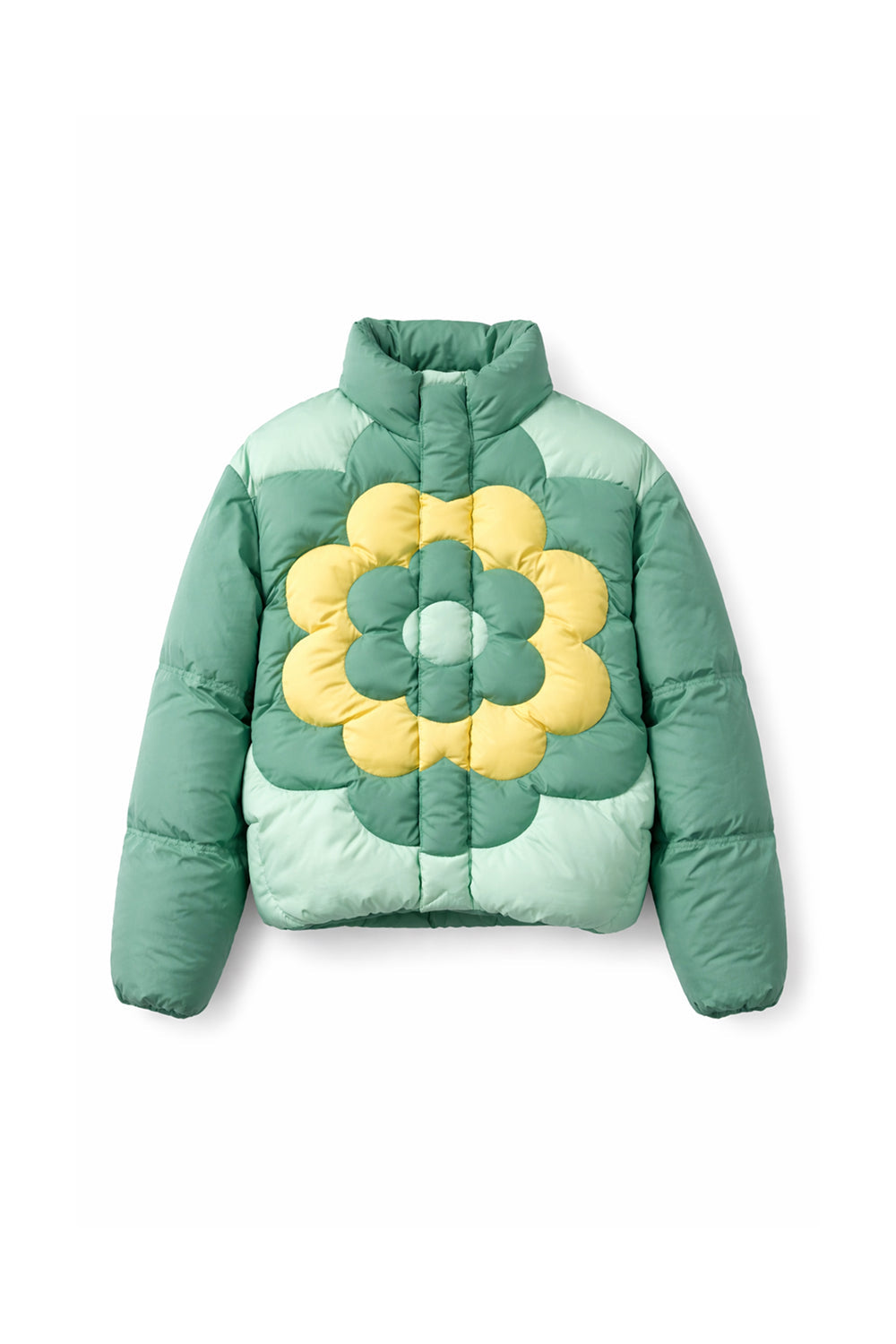 Green Floral Puffer - Sample Sale Piece