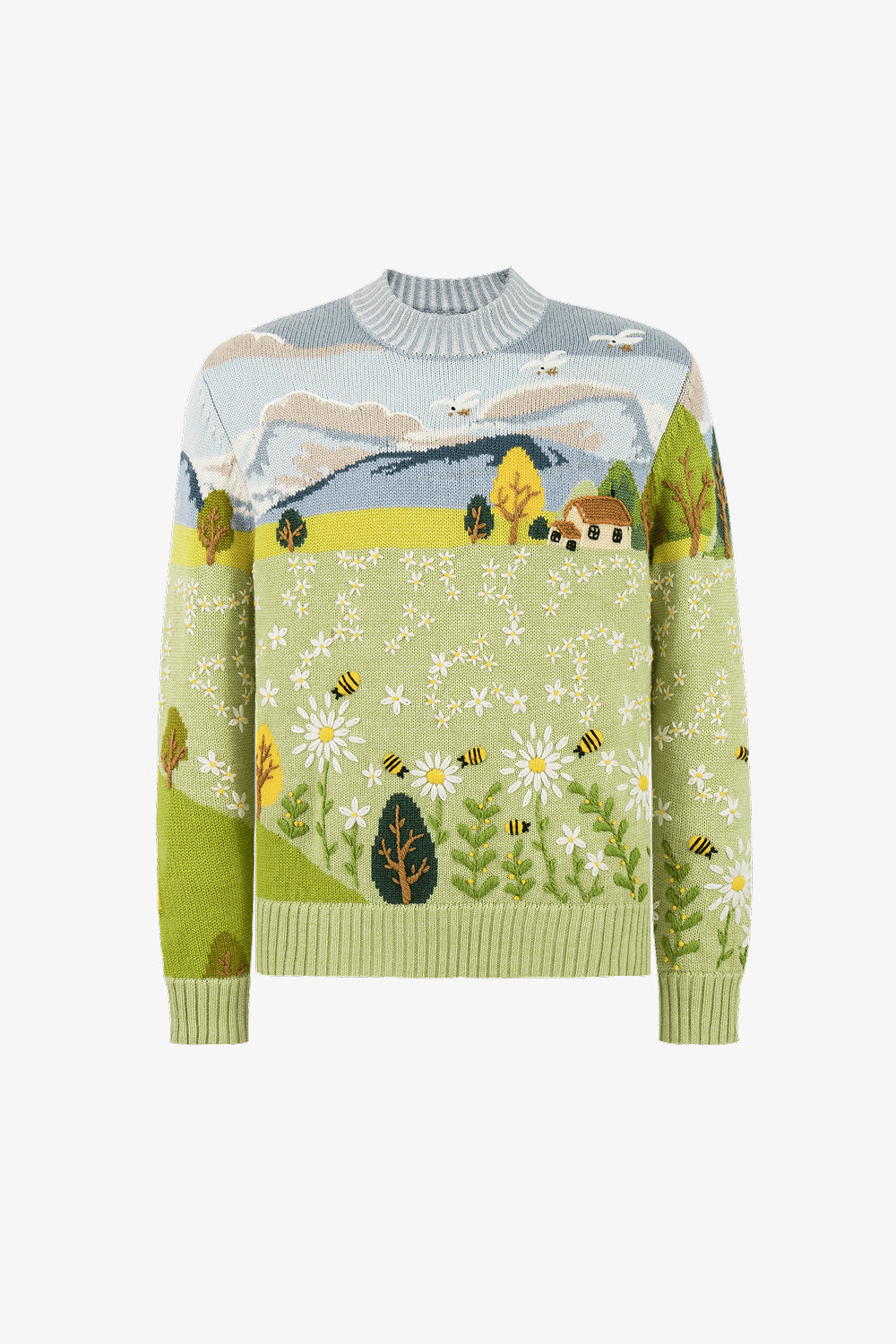 Summer Bloom Hand Embroidery Sweater