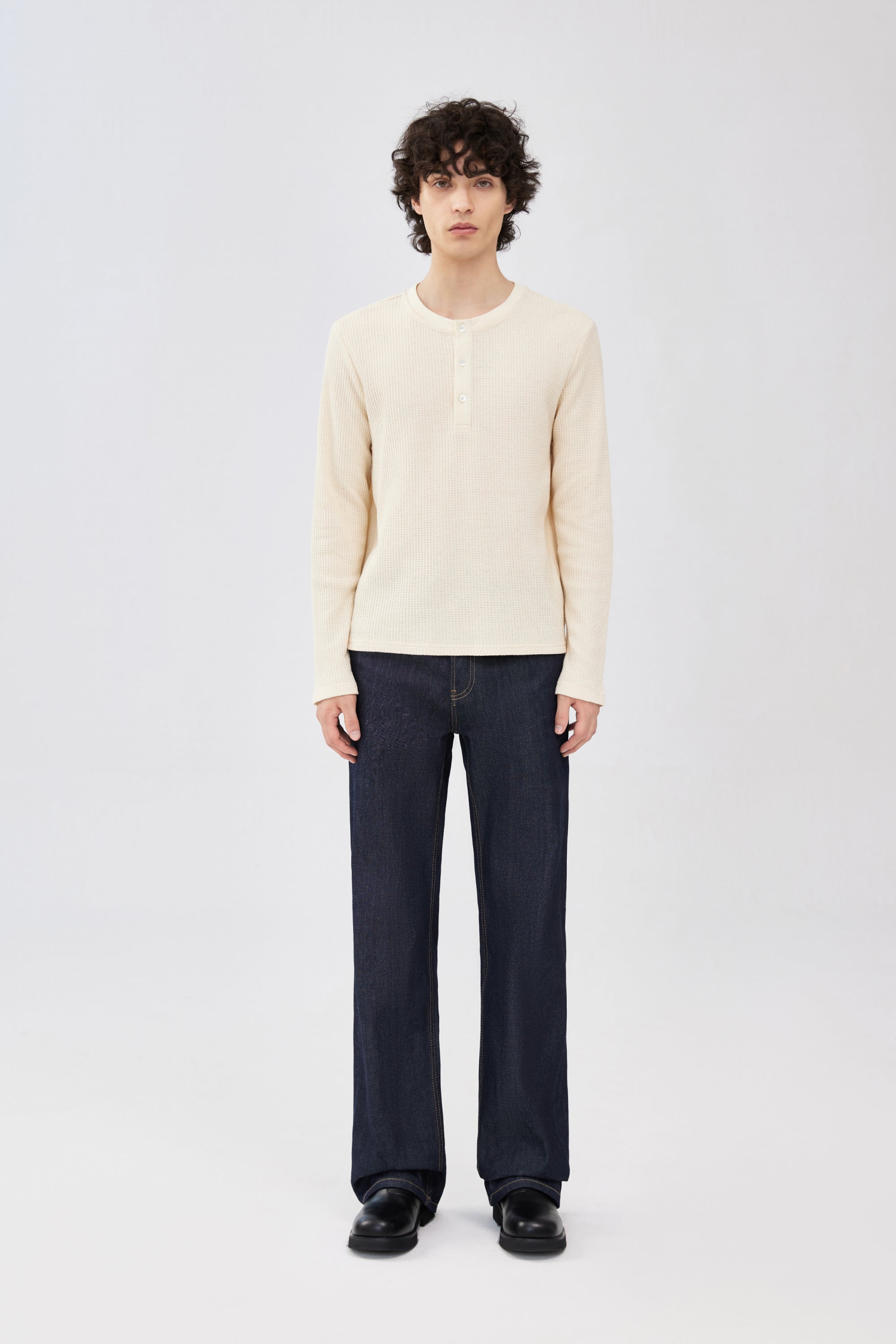 Waffle Henley - Ecru