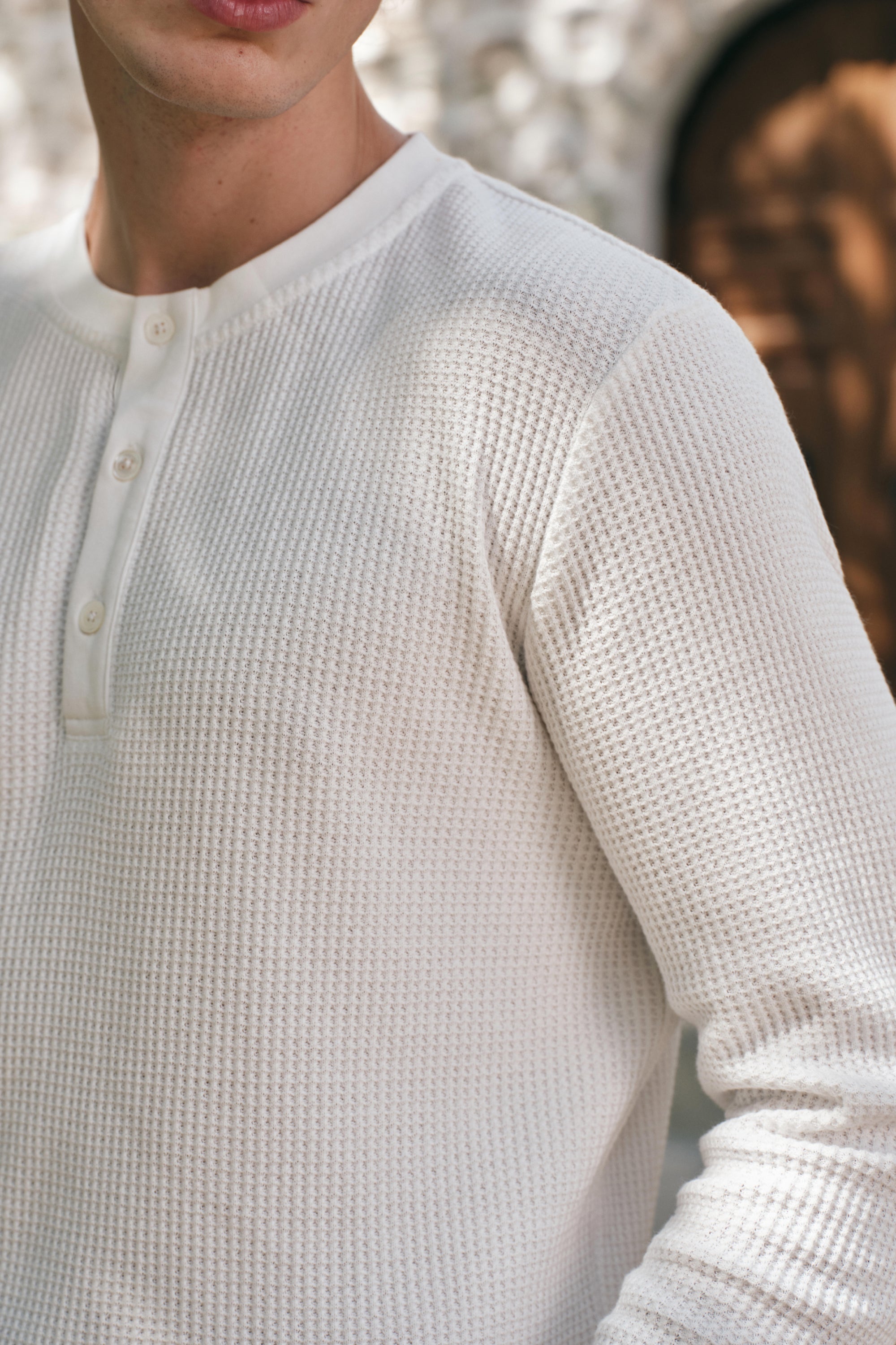 Waffle Henley - White