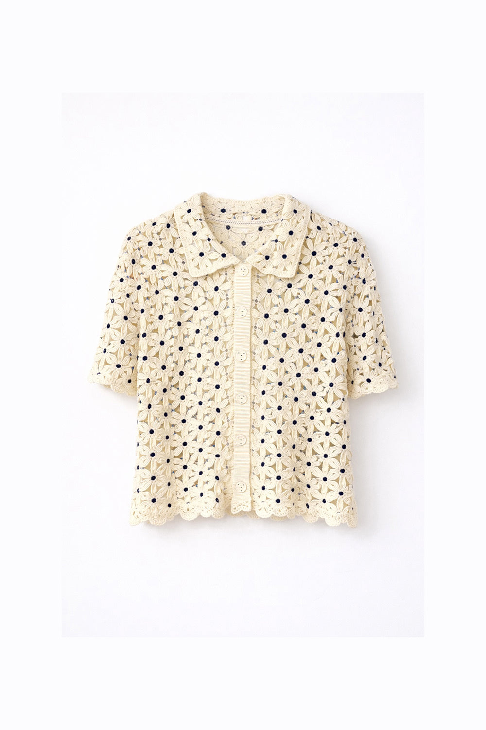 Blue Floral Knit Shirt