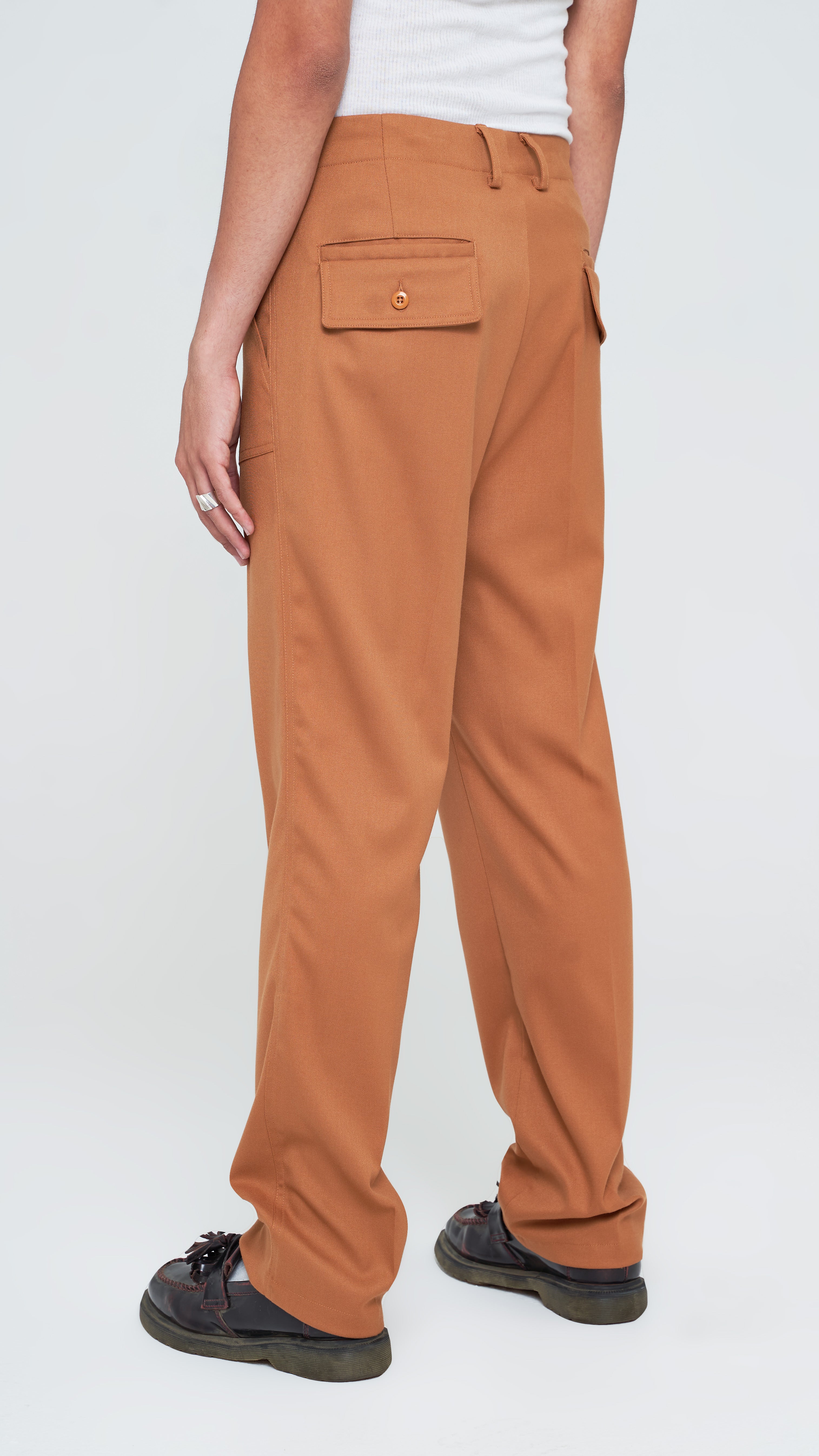 Sepia Pleated Straight-Fit Trousers