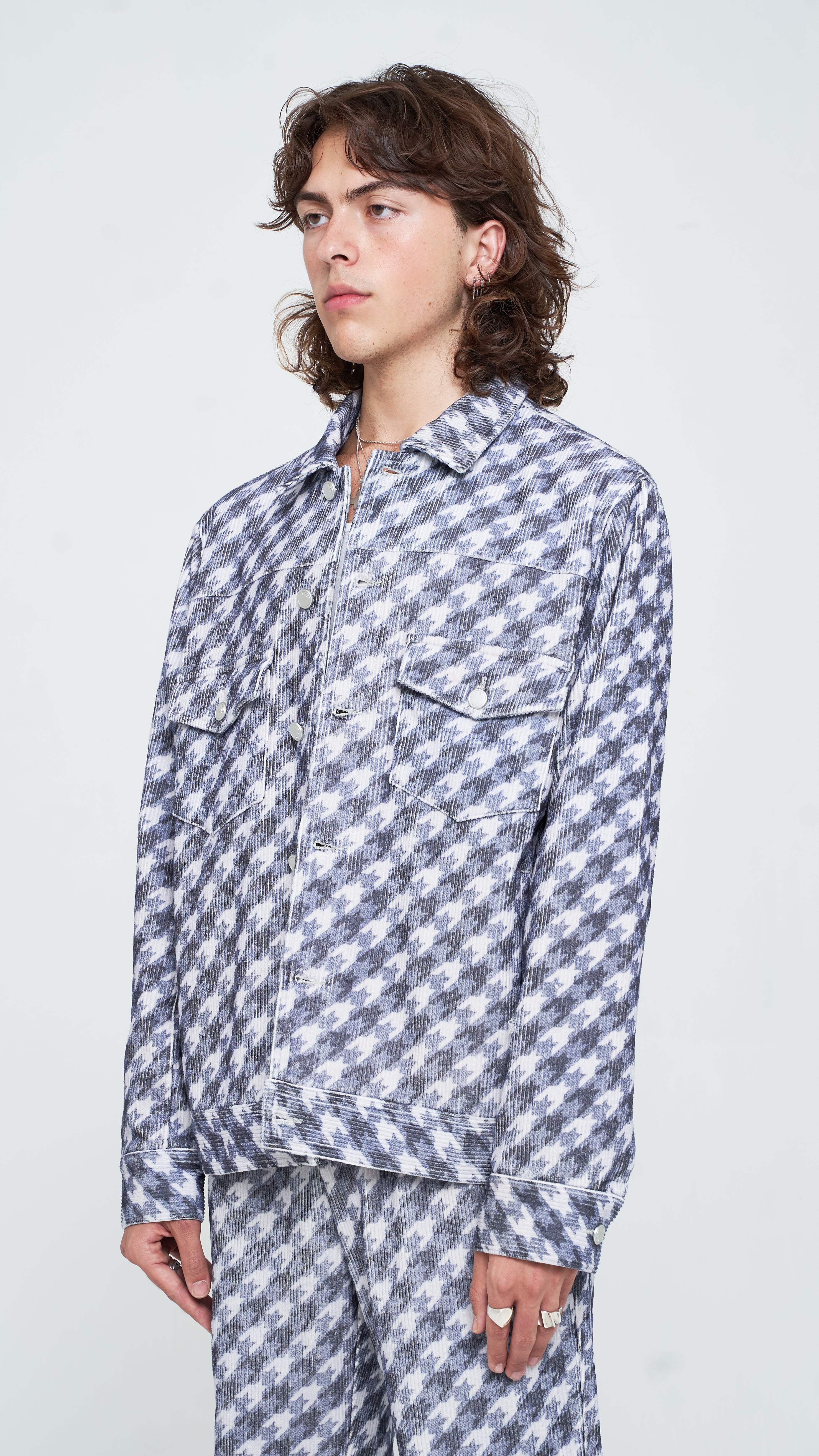 Trompe L'oeil Corduroy Houndstooth Jacket