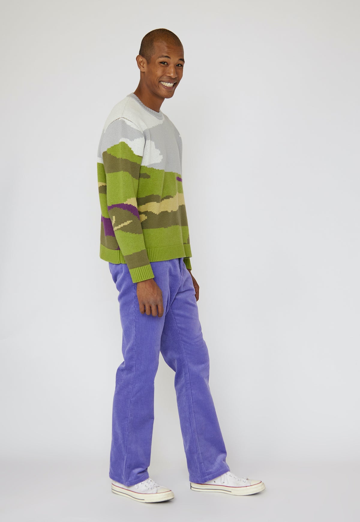 Violet Purple Flared Corduroy Trousers