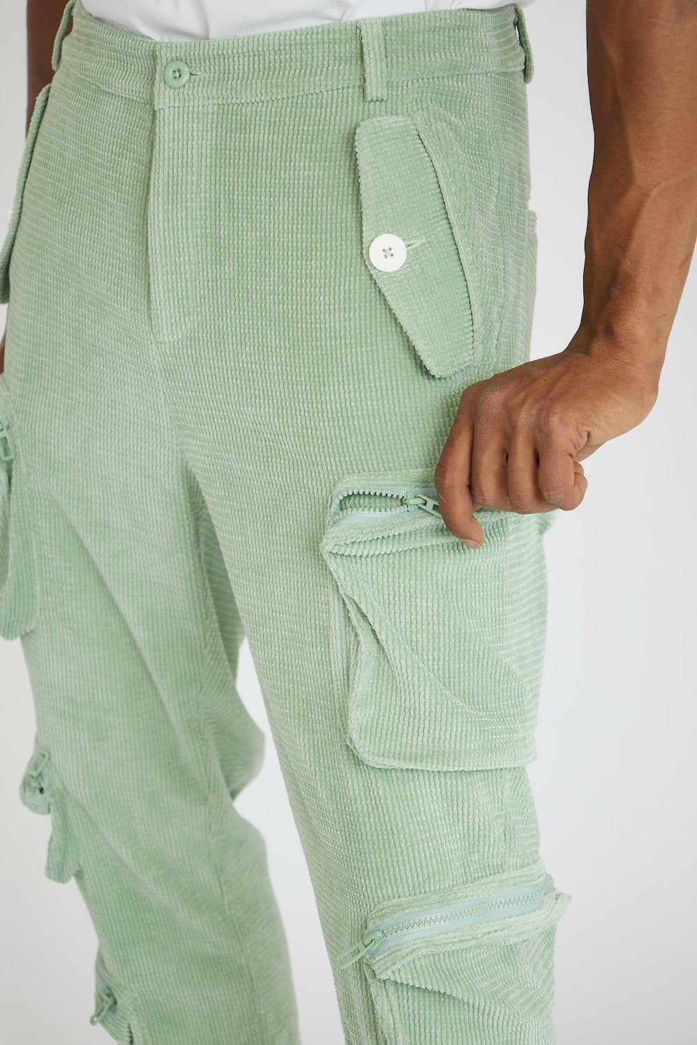 Pistachio Green Cargo Trousers